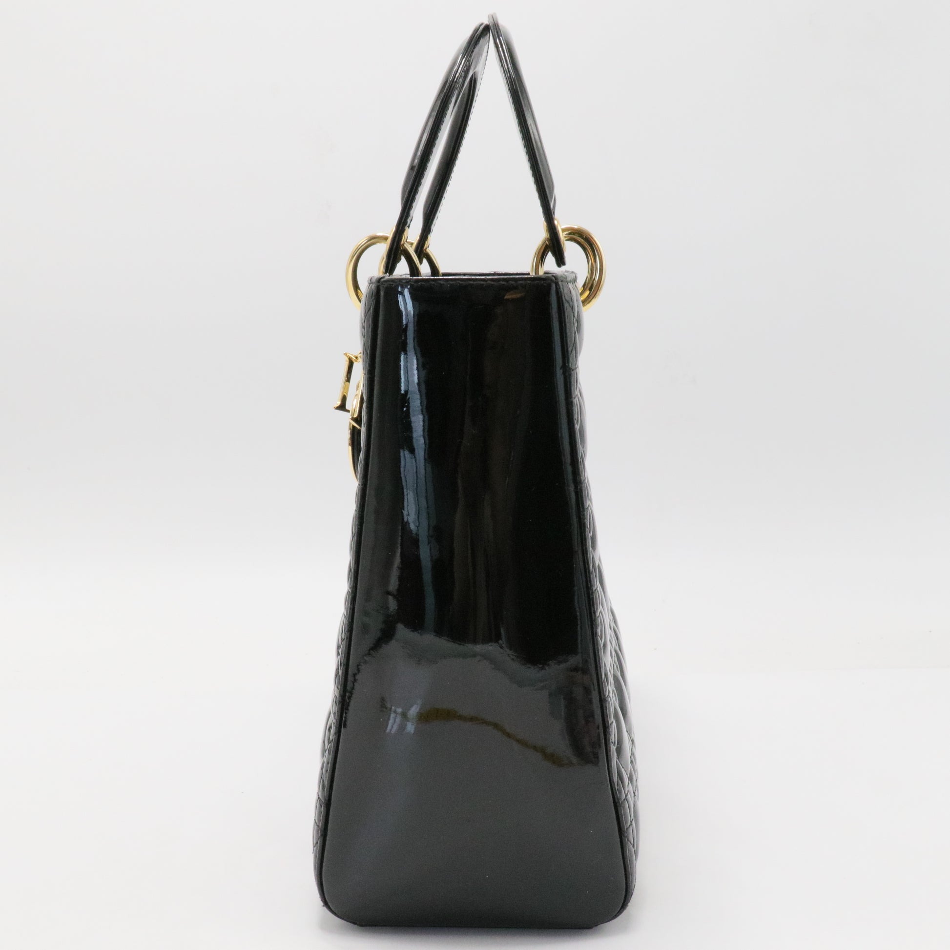 Lady Dior Bag Cannage Quilt Patent Large