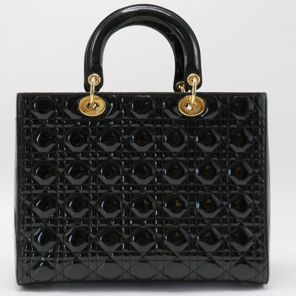Lady Dior Bag Cannage Quilt Patent Large