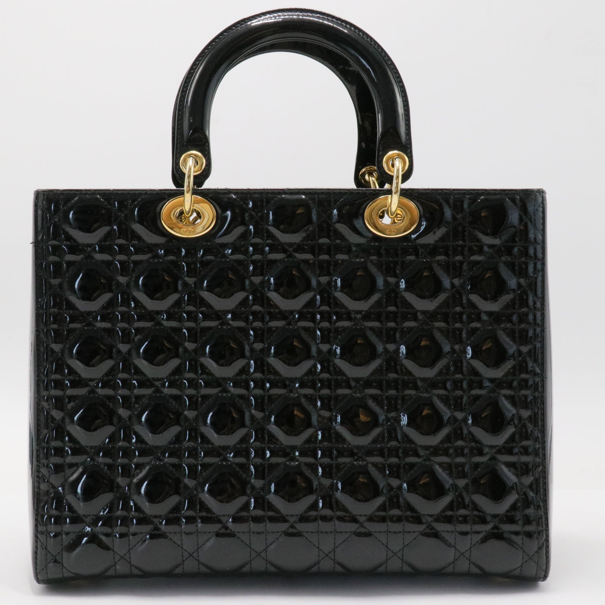 Lady Dior Bag Cannage Quilt Patent Large