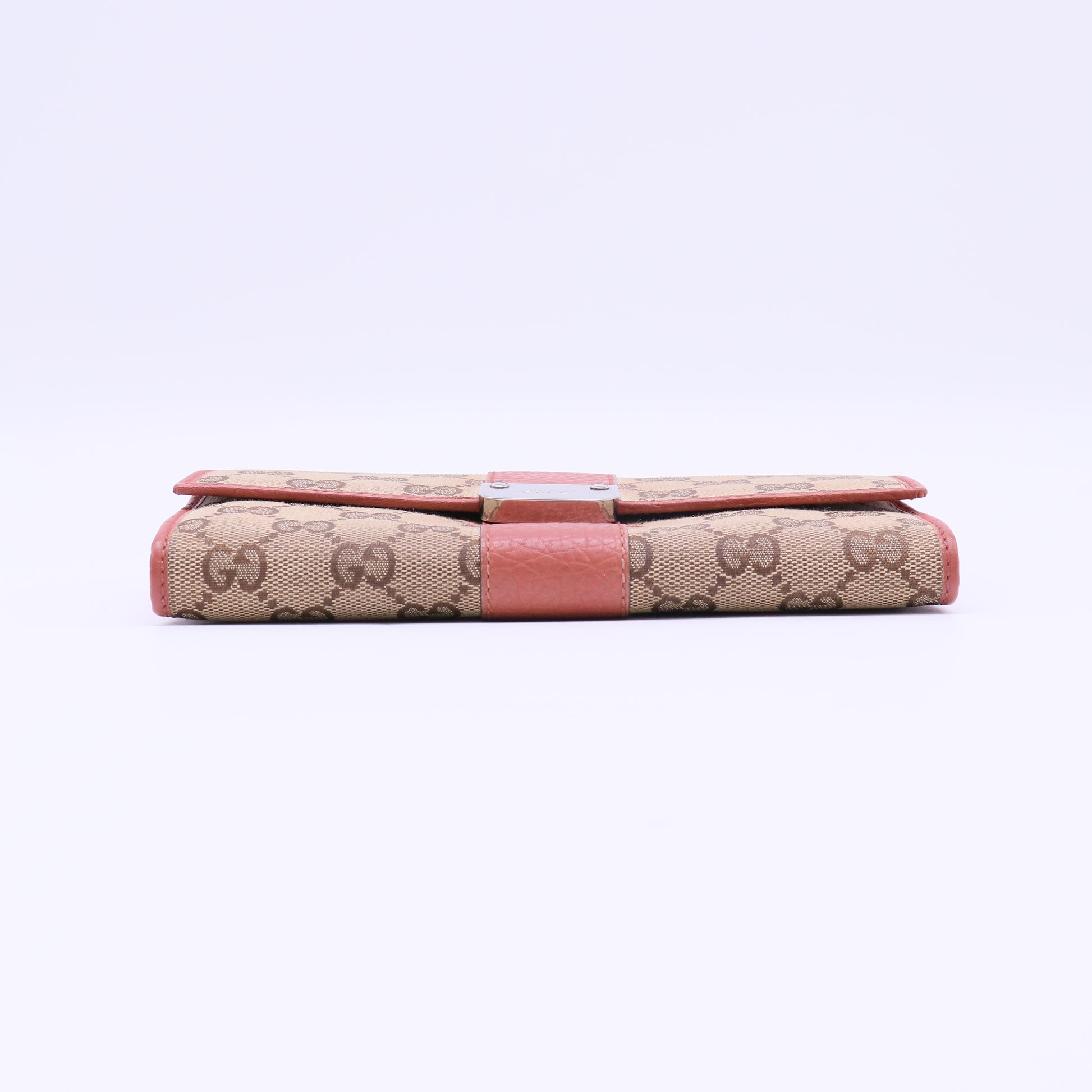 Gucci GG Canvas Metal Bar Continental Flap Wallet W21882