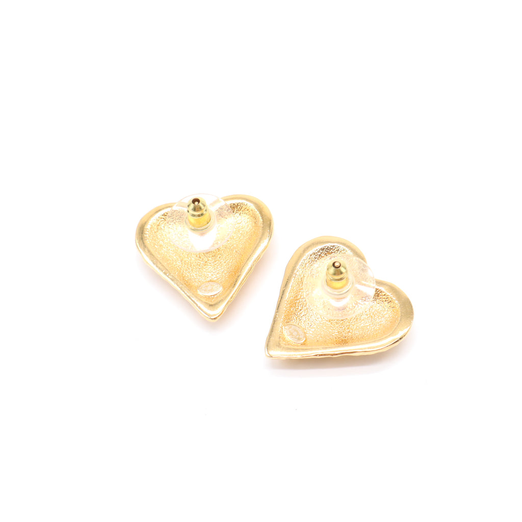 Chanel Hammered CC Heart Clip On Earrings W21545