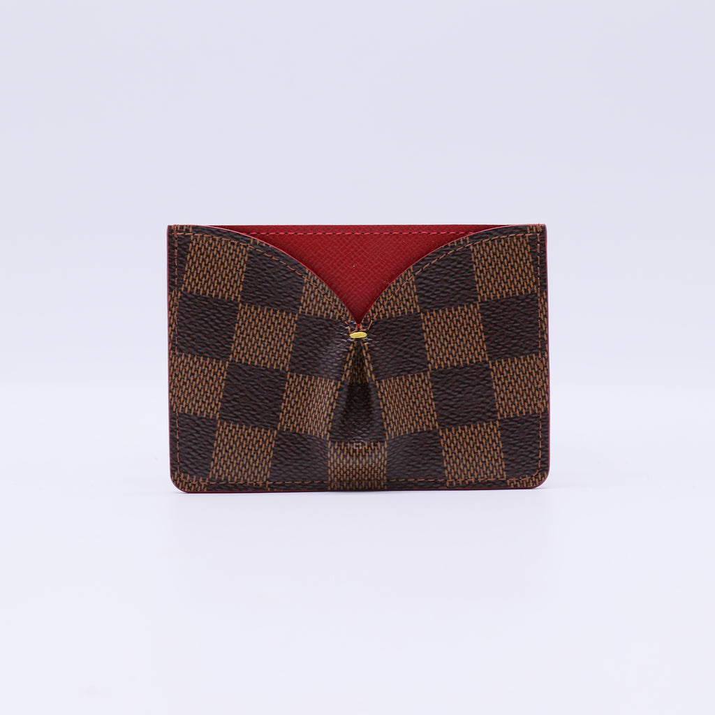 Damier Ebene Caissa Card Holder Rose Ballerine W21624