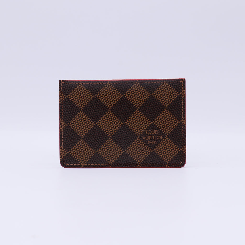 Damier Ebene Caissa Card Holder Rose Ballerine W21624