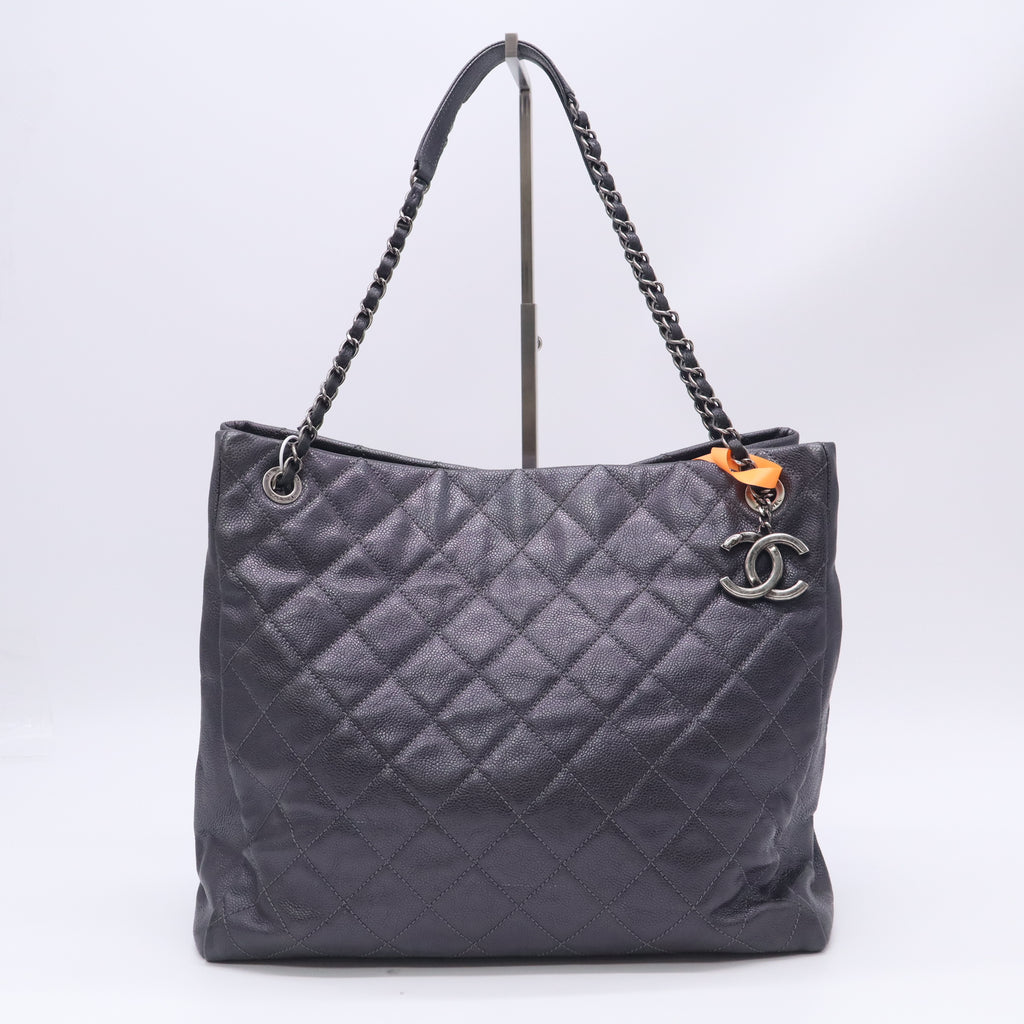 Chanel Quilted Caviar Leather Chic Shopping Tote Bag Twins B24098