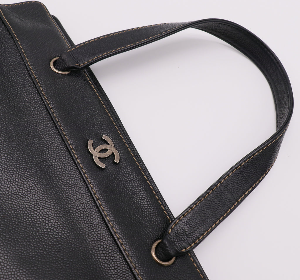 Caviar Leather Tote with Gold-Tone Hardware