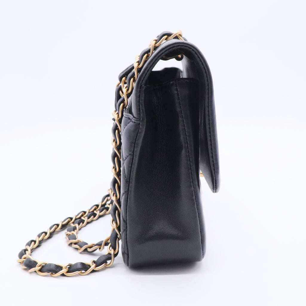 Paris-Cosmopolite Textured CC Flap Bag Quilted Leather Bicolor