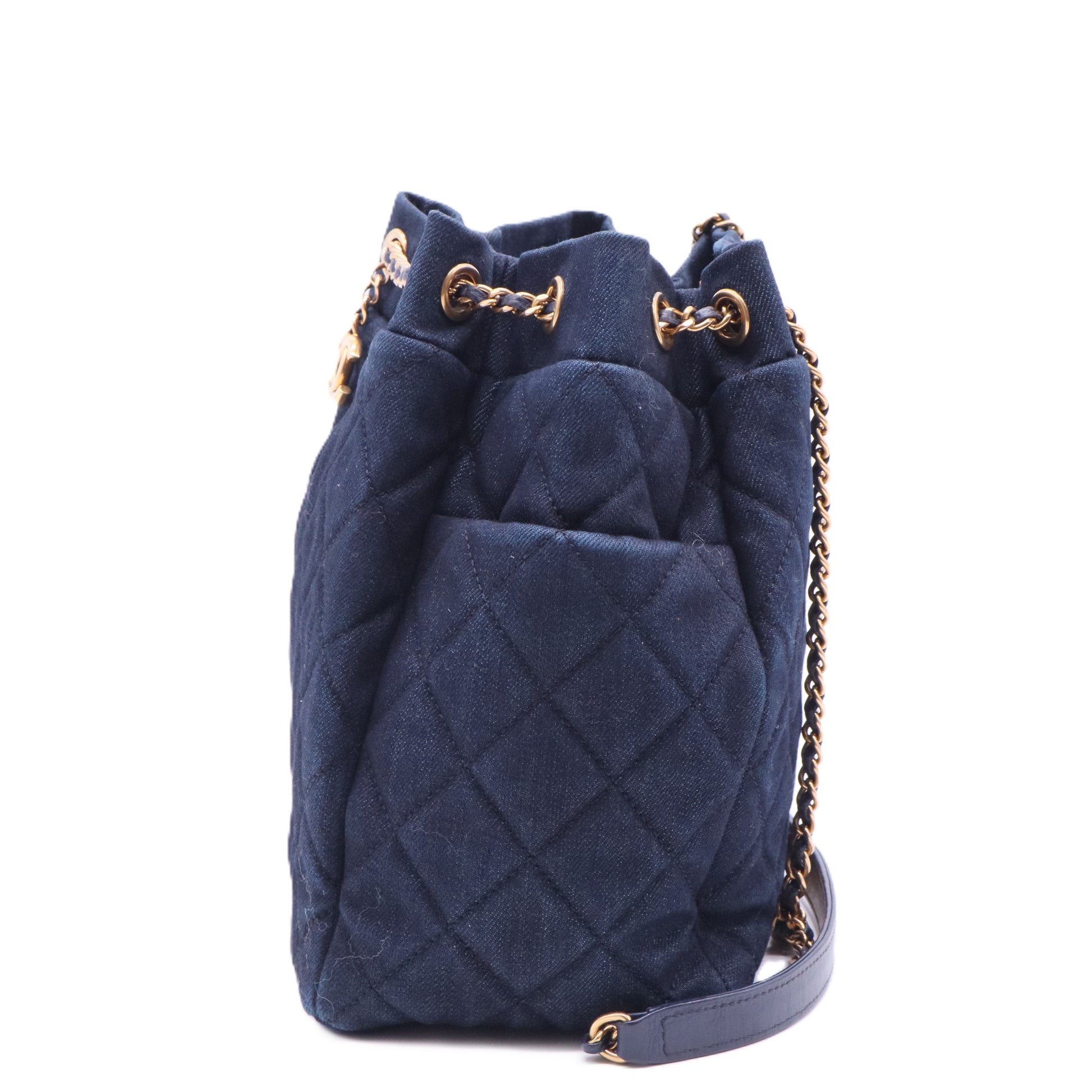 Urban Spirit Drawstring Bag Quilted Denim Small