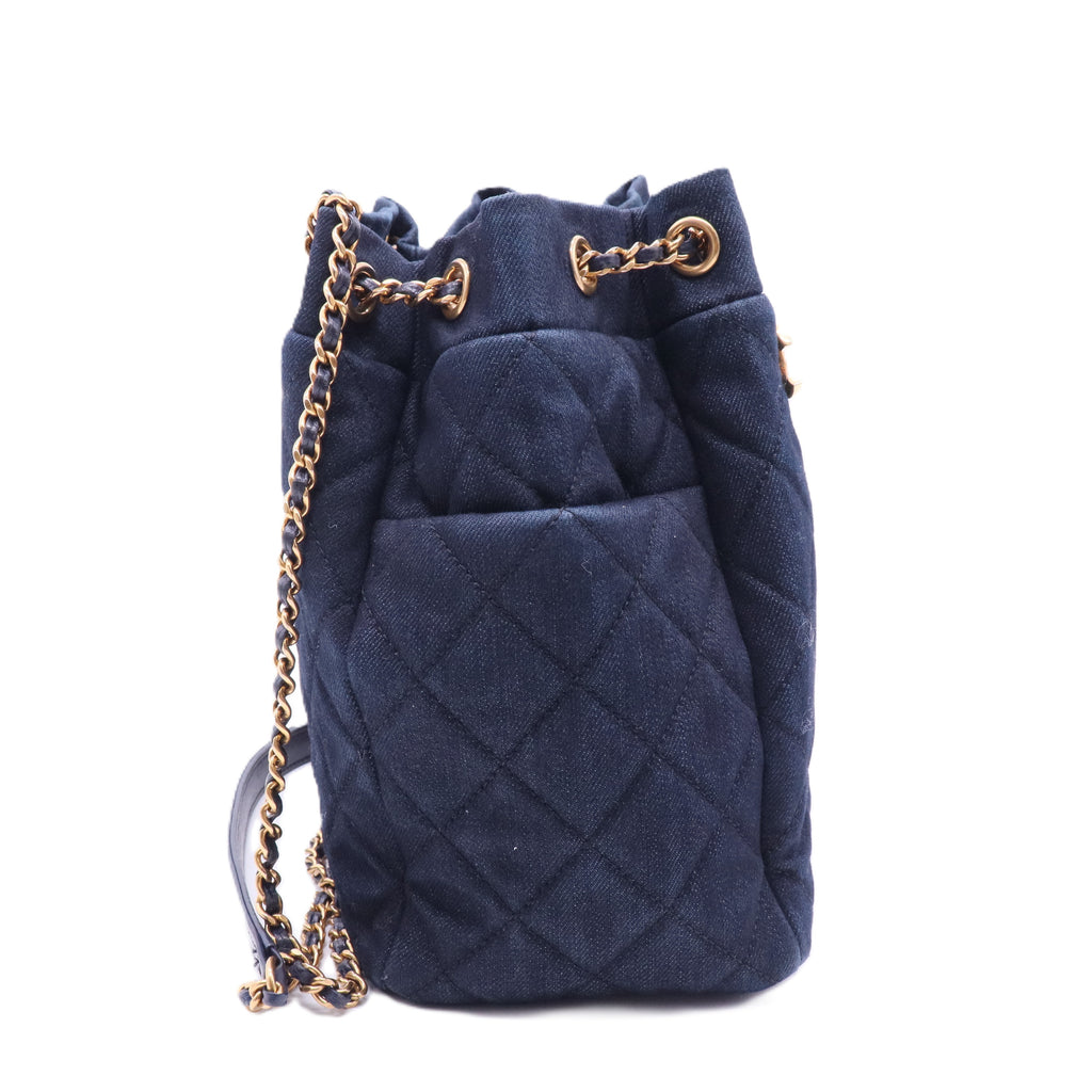 Urban Spirit Drawstring Bag Quilted Denim Small