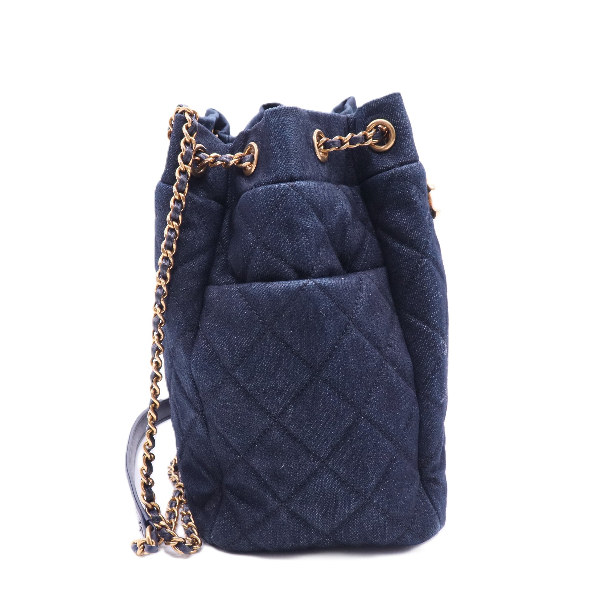 Urban Spirit Drawstring Bag Quilted Denim Small