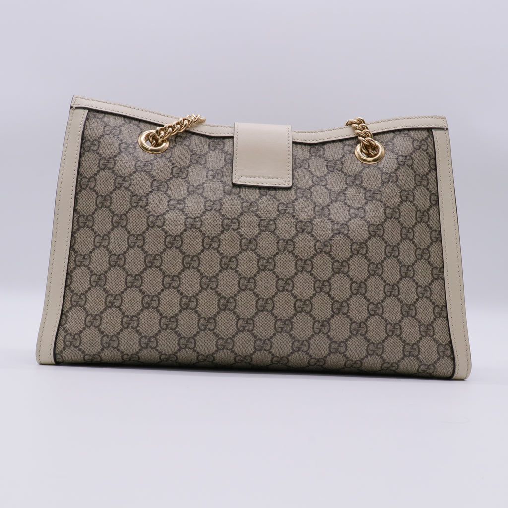 Supreme Padlock Medium Chain Tote/Shoulder Bag White Beige twins