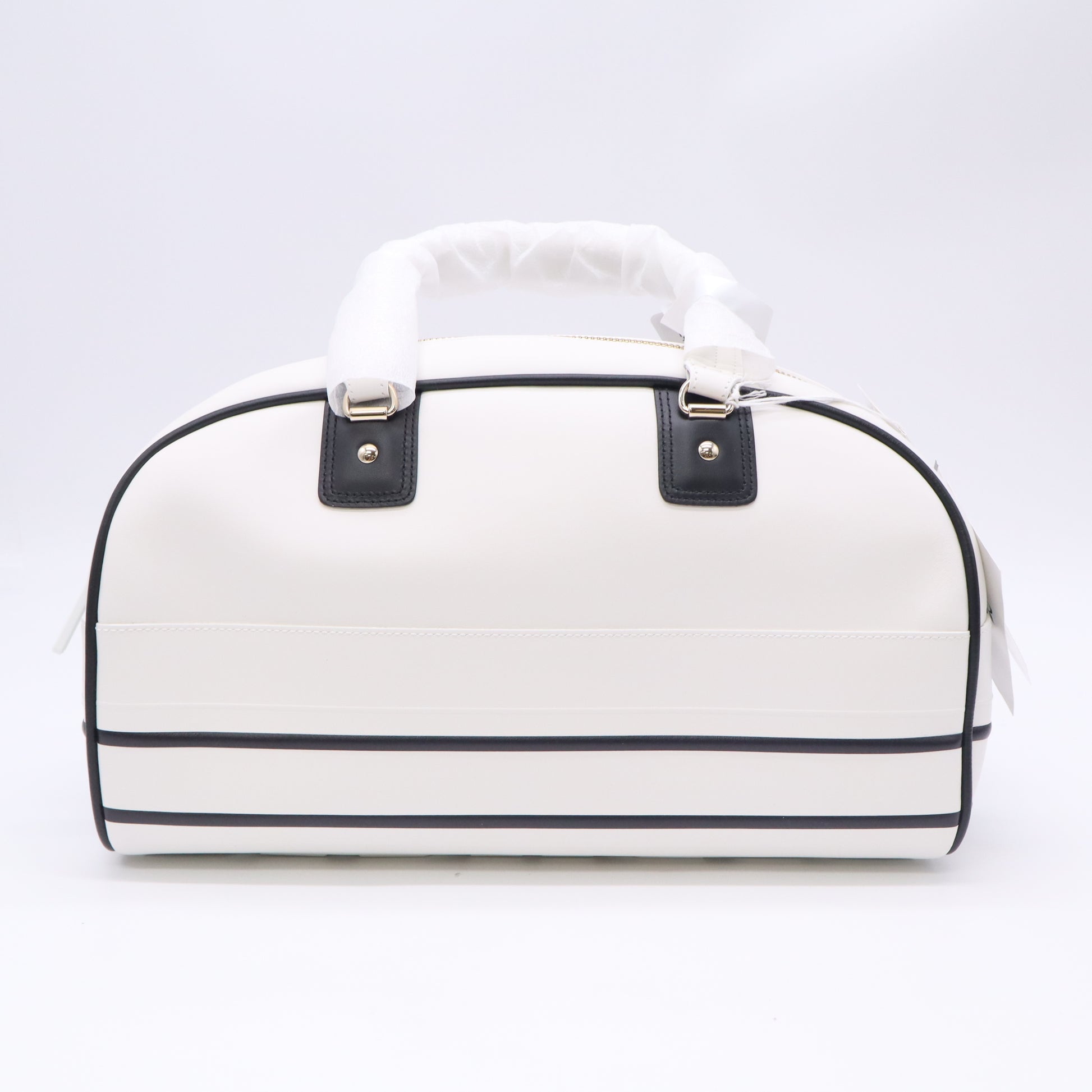 Christian Dior White Smooth Calfskin Medium Dior Vibe Zip Bowling Bag Twins B24094