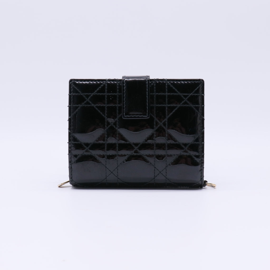Patent Cannage Lady Dior Eden Wallet Black W21485