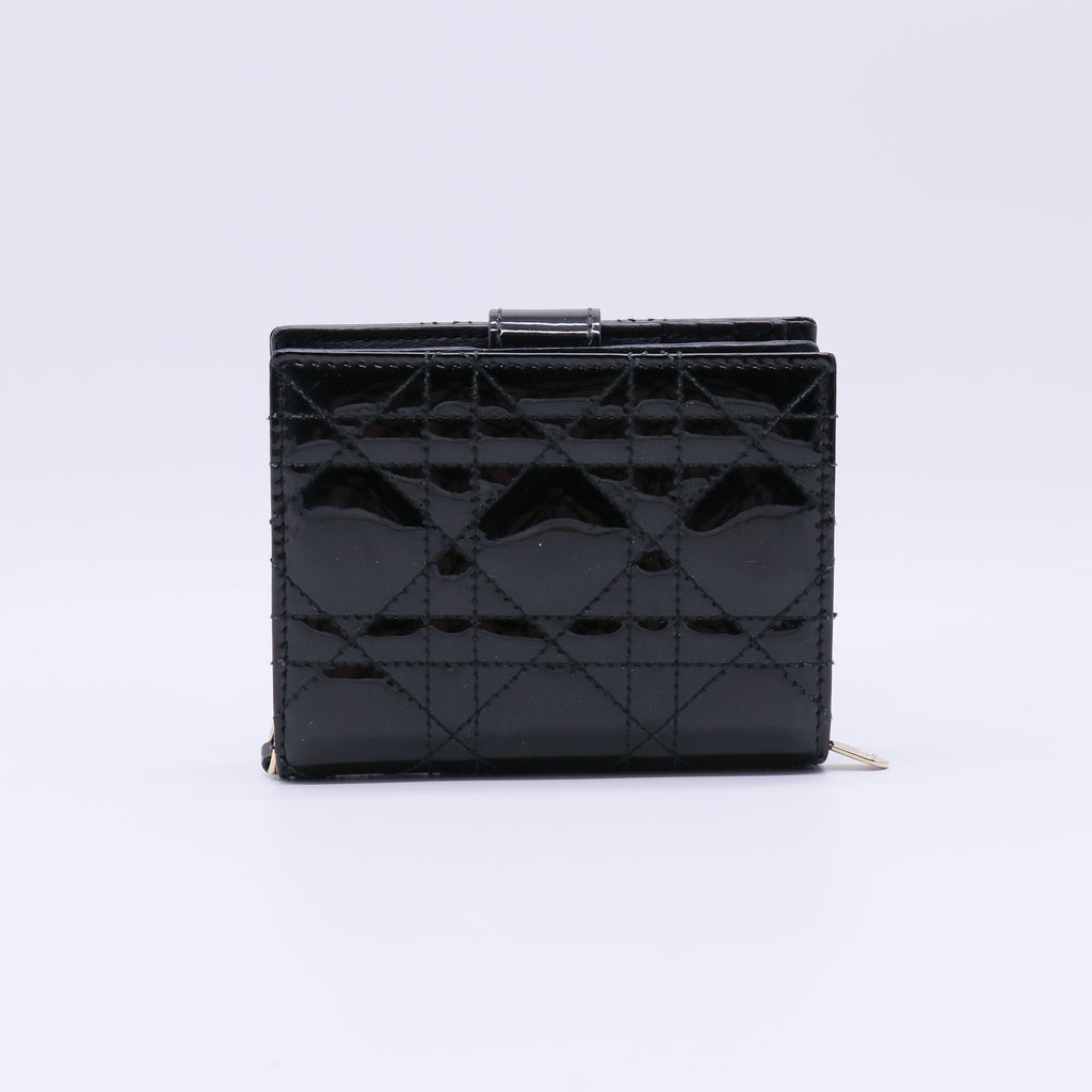 Patent Cannage Lady Dior Eden Wallet Black W21485