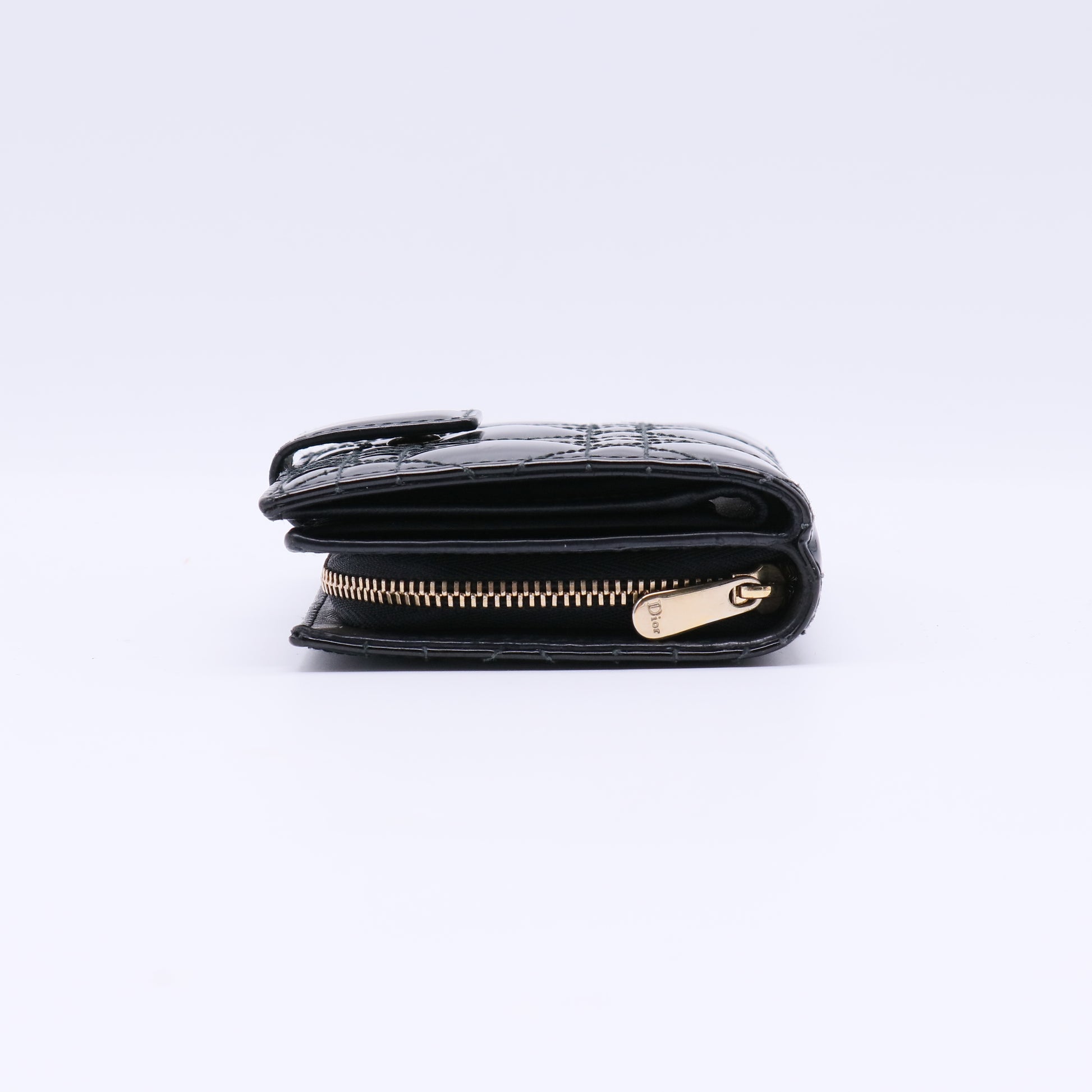 Patent Cannage Lady Dior Eden Wallet Black W21485
