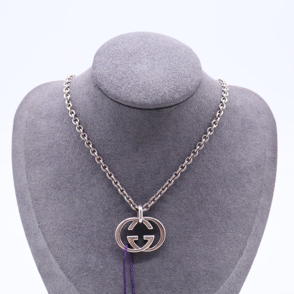 Interlocking G Pendant Necklace Sterling Silver Twins LDJ3058