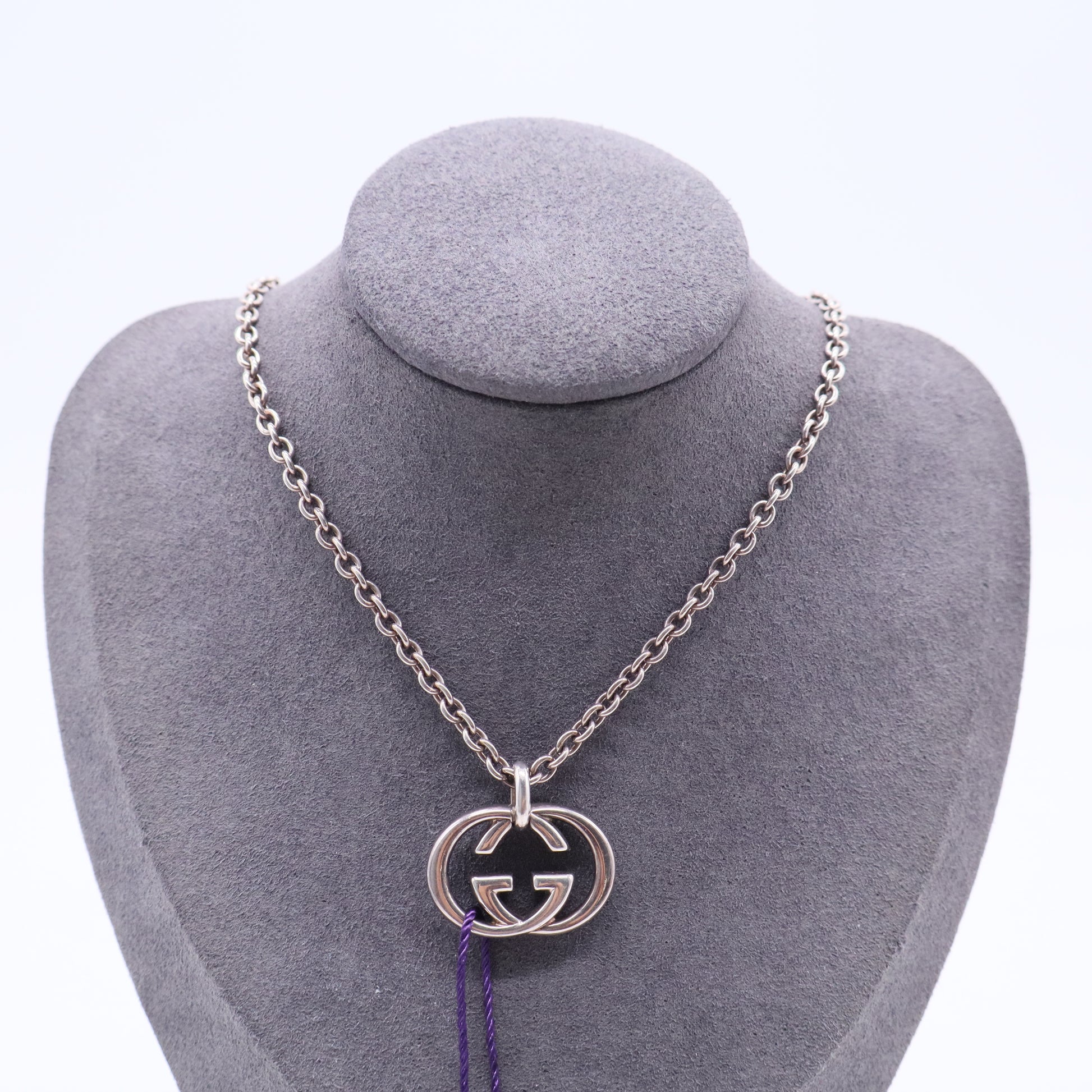 Interlocking G Pendant Necklace Sterling Silver Twins LDJ3058
