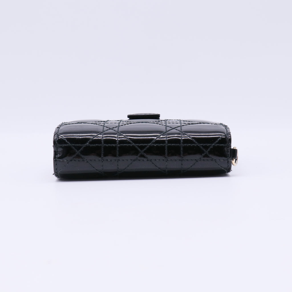 Patent Cannage Lady Dior Eden Wallet Black W21485