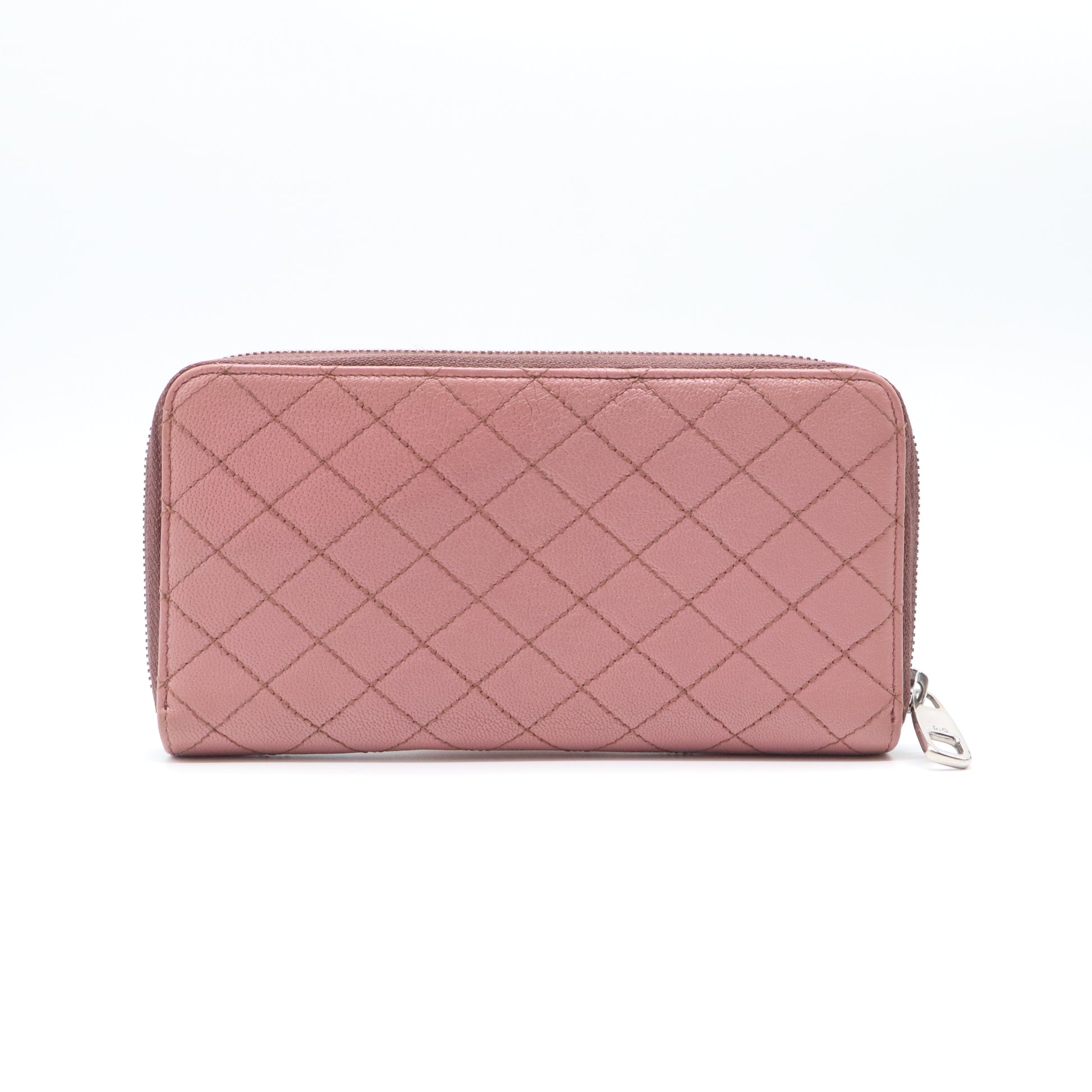Dolce & Gabbana Pink Quilted Leather Zip Around Continental Wallet W21513