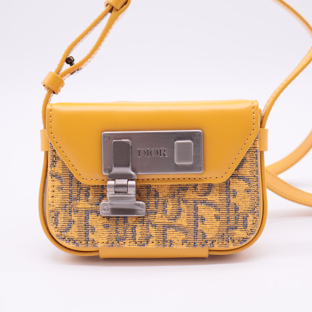 Clasp Lock Messenger Pouch Oblique Canvas and Leather Nano