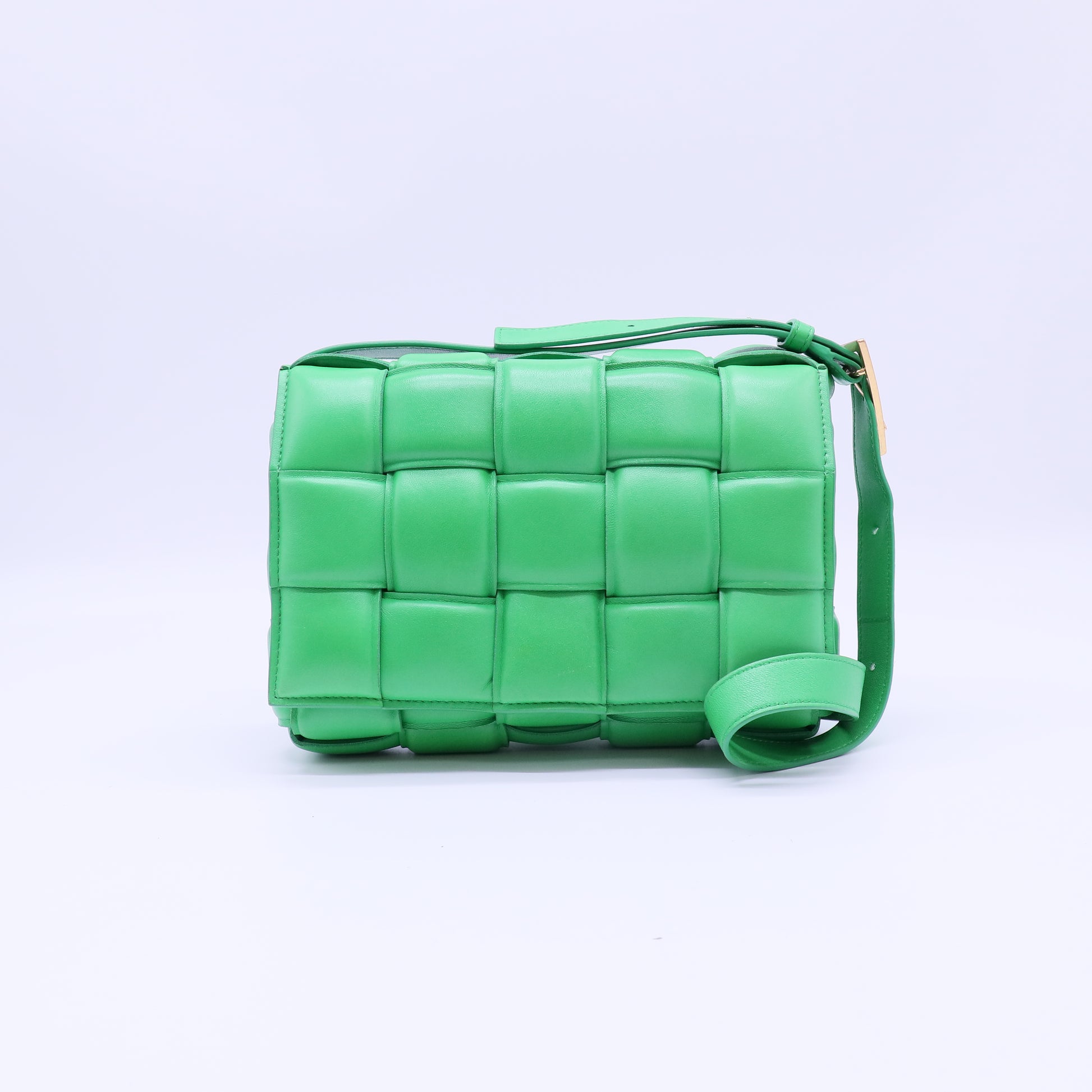 Nappa Maxi Intreccio Padded Cassette Crossbody Bag Parakeet B22584