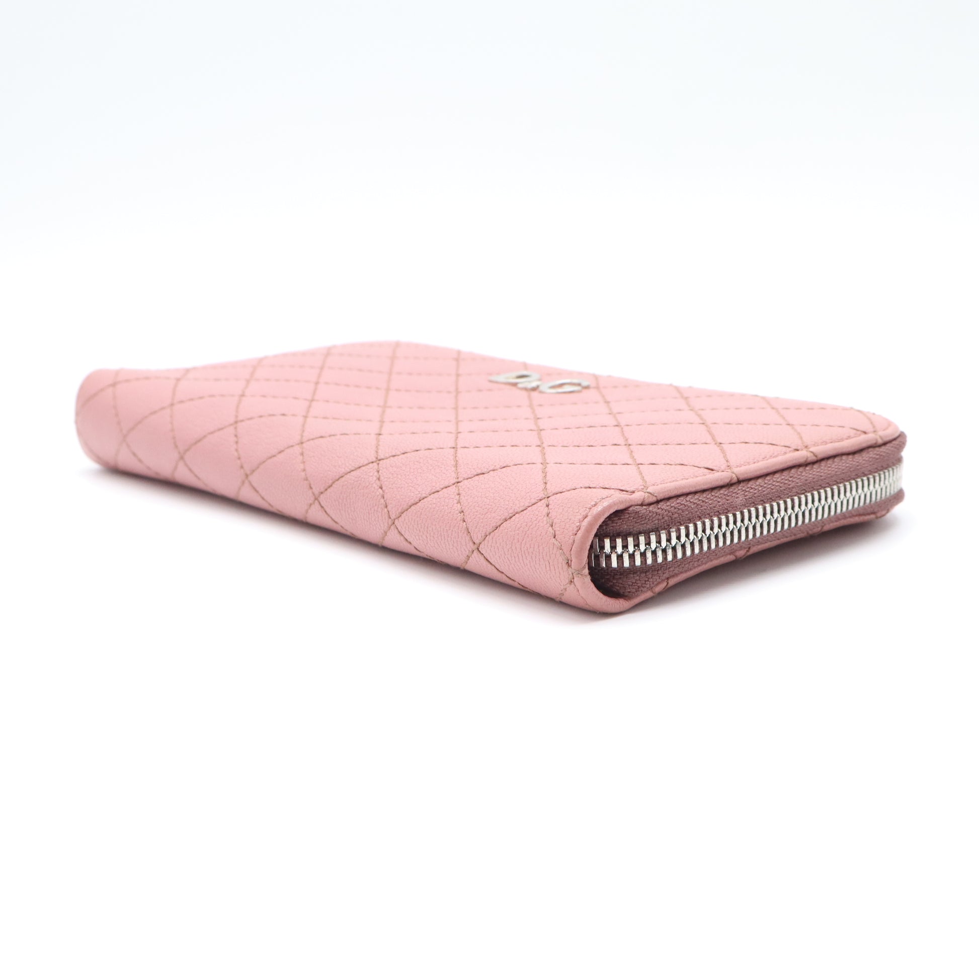 Dolce & Gabbana Pink Quilted Leather Zip Around Continental Wallet W21513