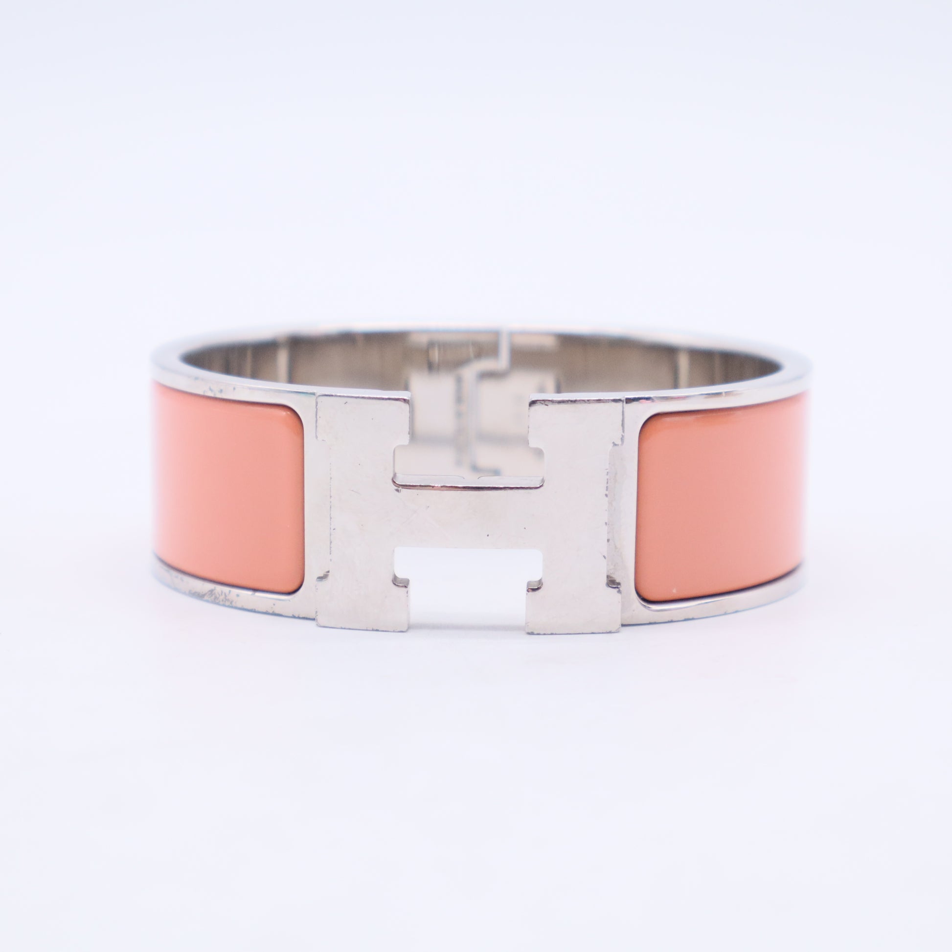 Hermes Peche Melba Enamel Gold Plated Clic-Clac H PM Wide BraceletTwins LDJ3061