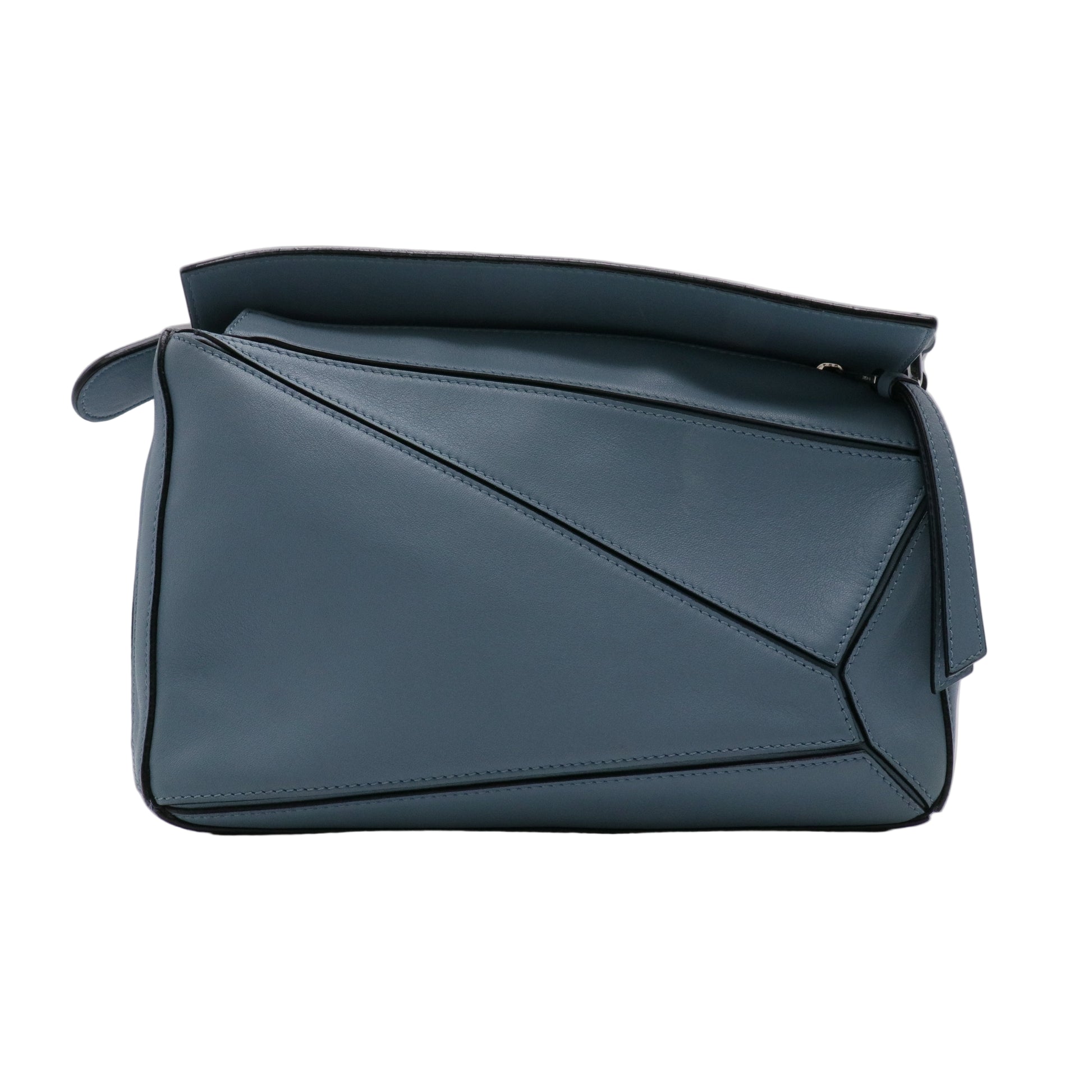 Calfskin Small Puzzle Bag Stone Blue twins