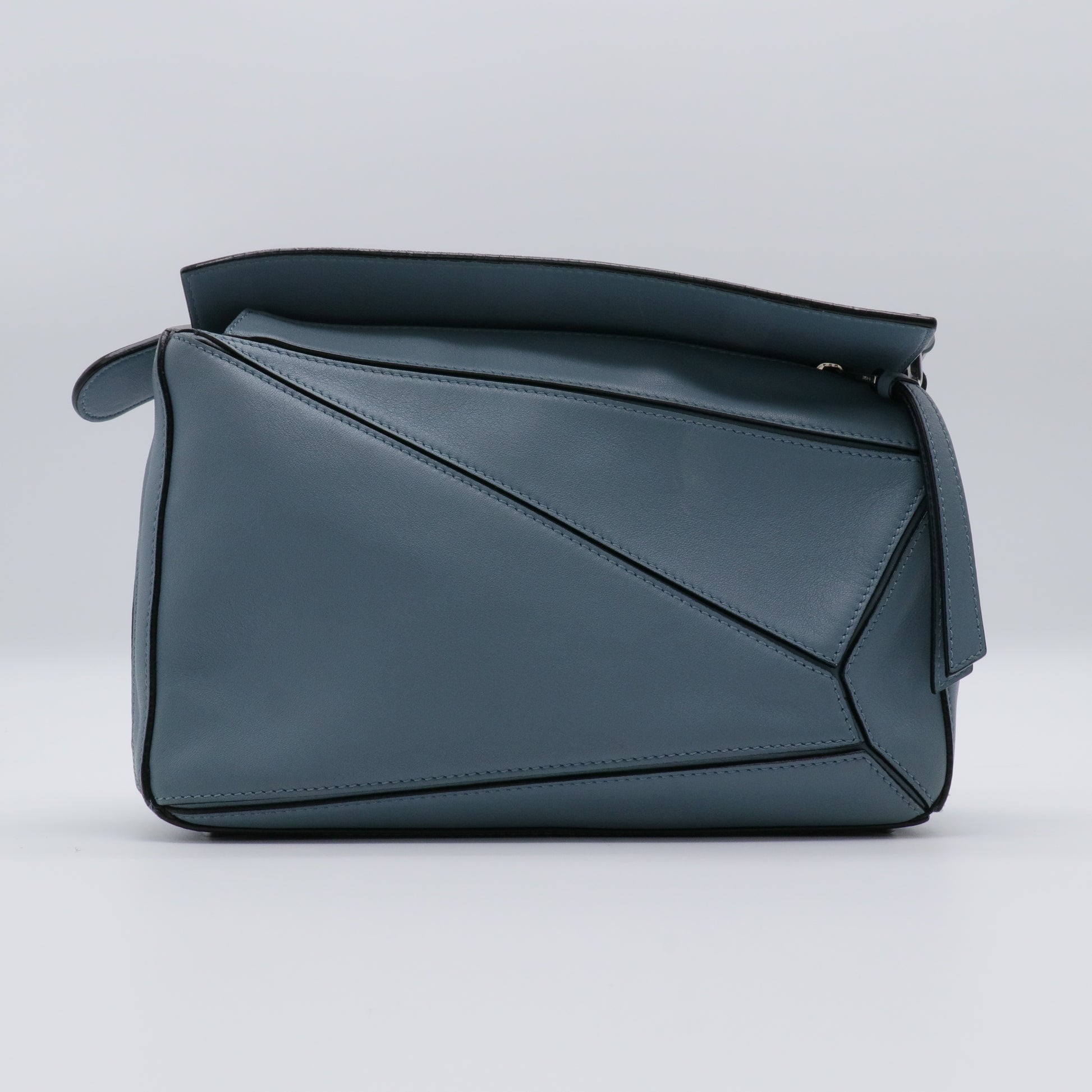 Calfskin Small Puzzle Bag Stone Blue twins