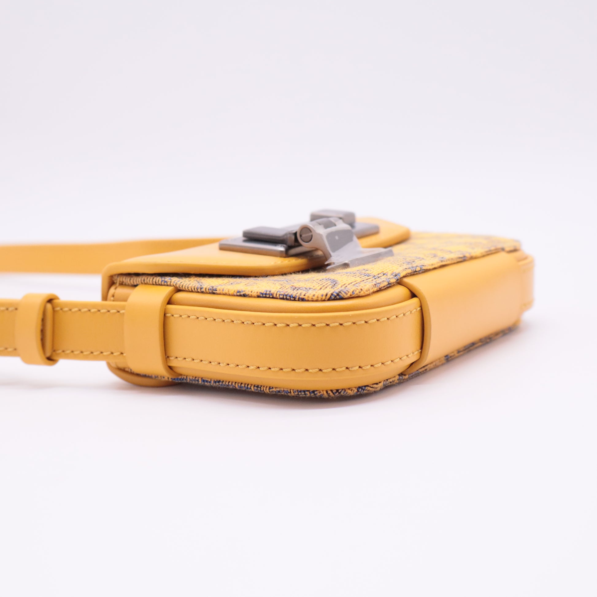 Clasp Lock Messenger Pouch Oblique Canvas and Leather Nano