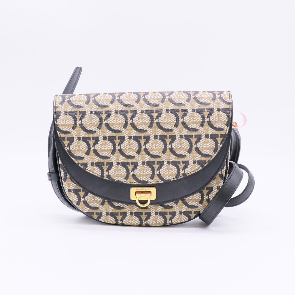 Double Flap Saddle Crossbody Bag Gancini Jacquard Twins  LDJ5660