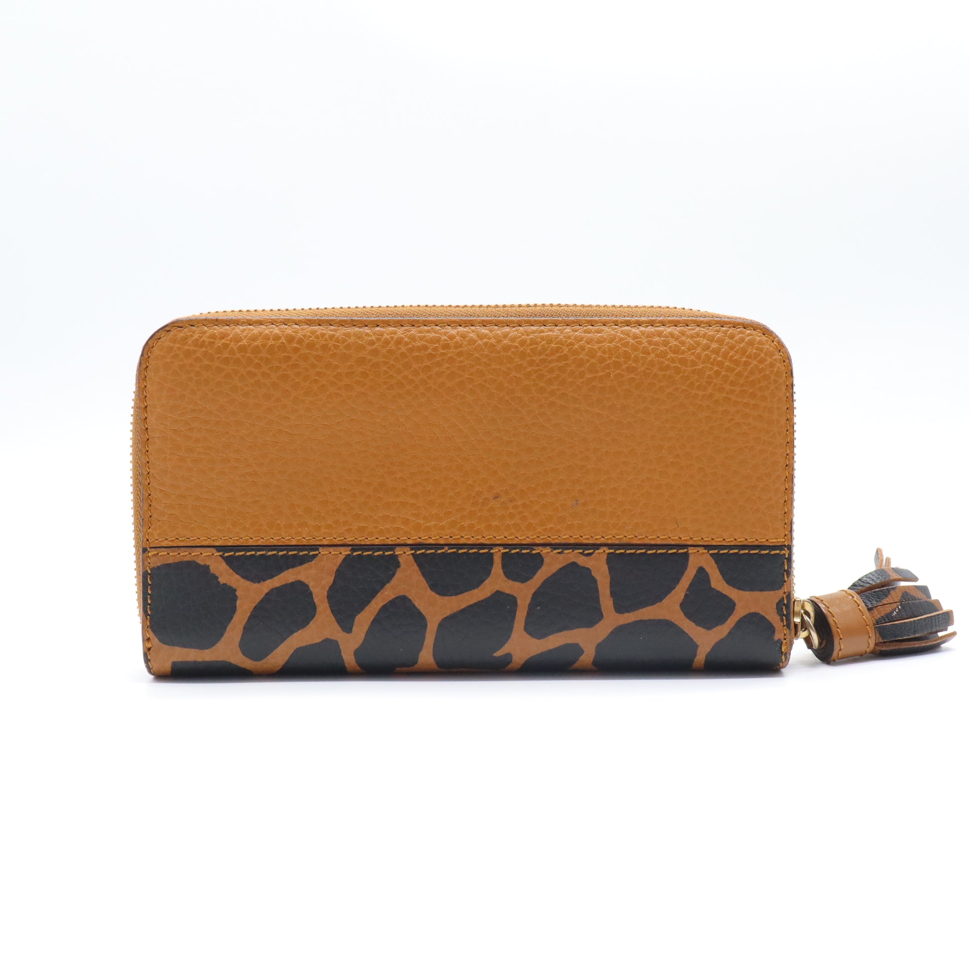Burberry Giraffe Print Grainy Leather Zip Around Long Wallet W21658