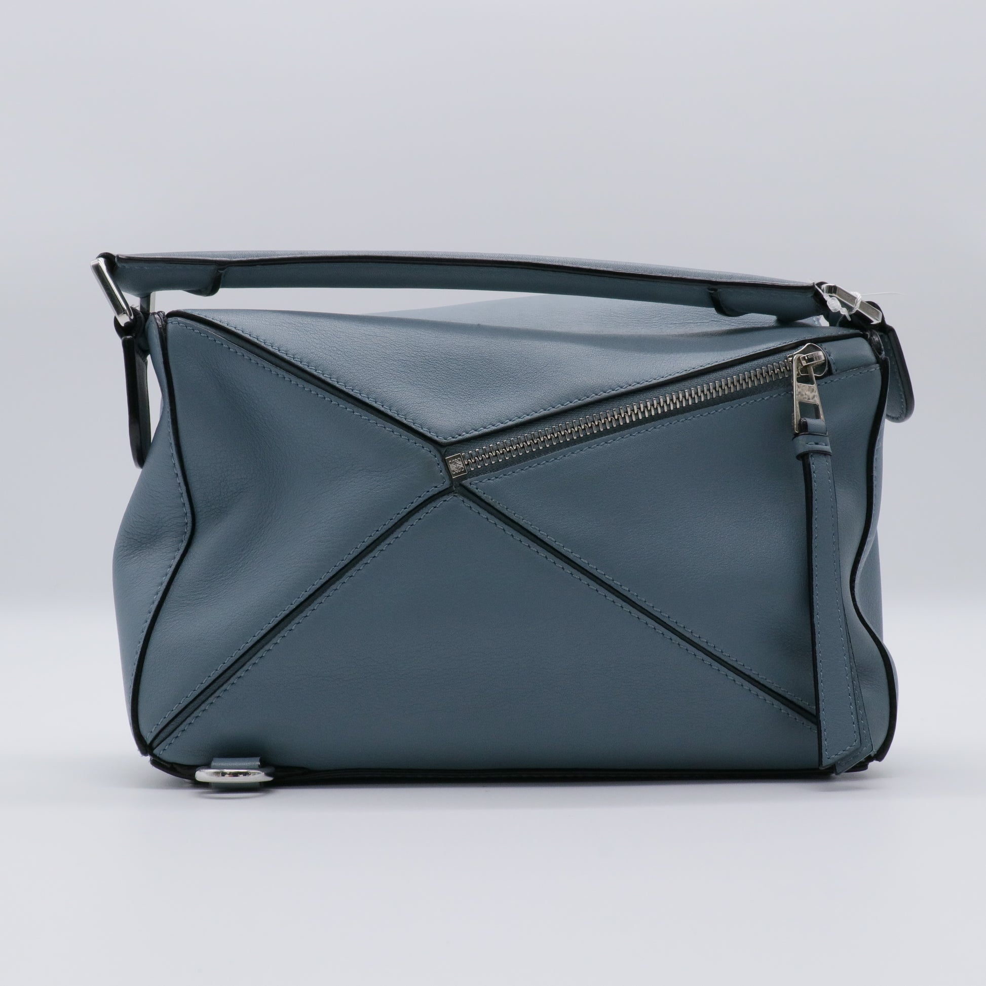 Calfskin Small Puzzle Bag Stone Blue twins