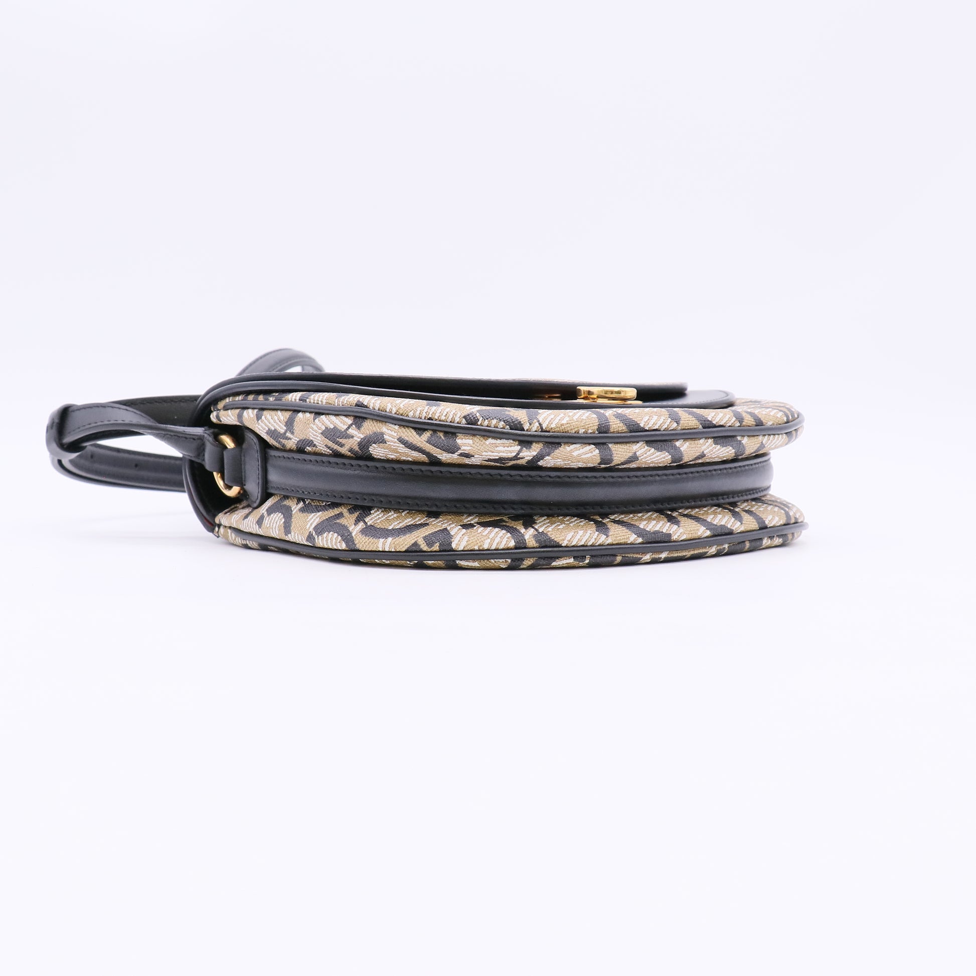 Double Flap Saddle Crossbody Bag Gancini Jacquard Twins  LDJ5660