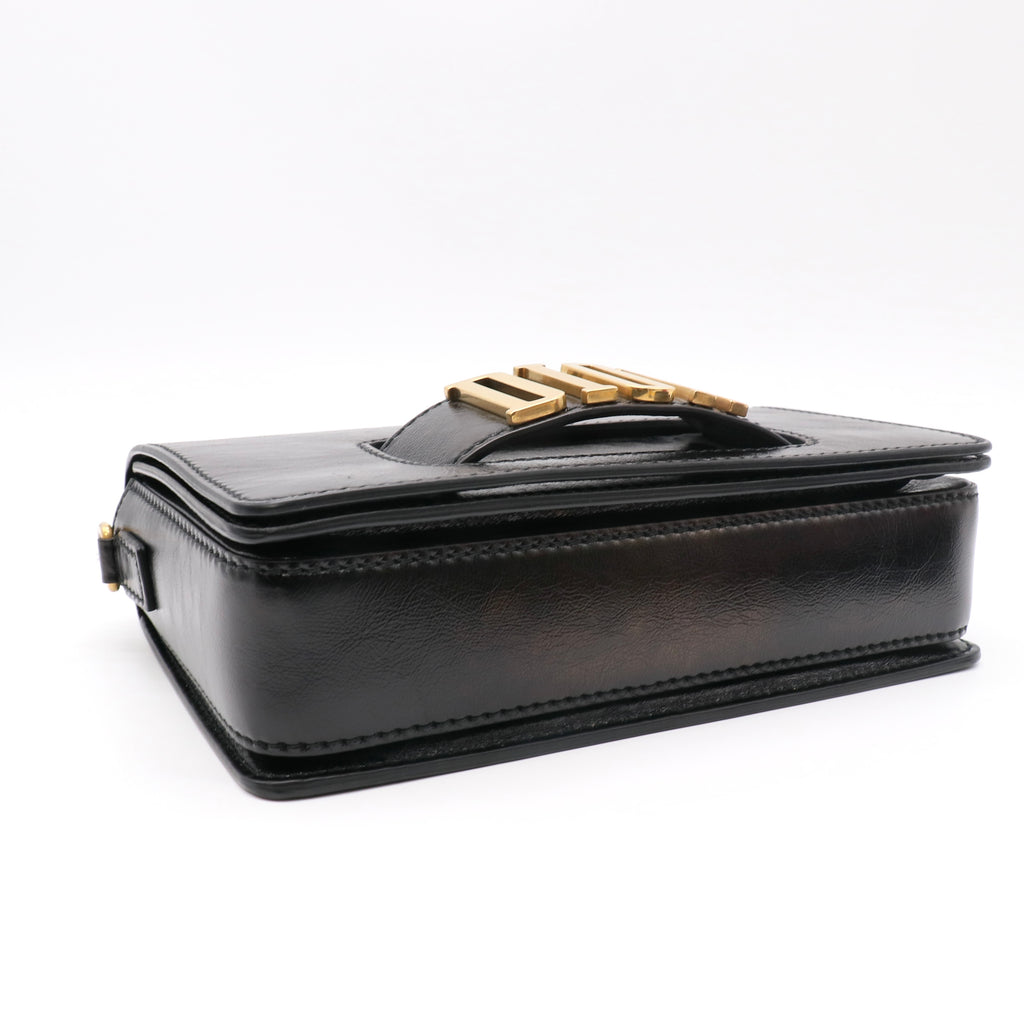 Christian Dior Black Pebbled Calfskin Leather Dio(r)evolution Flap Bag twins LDZ484