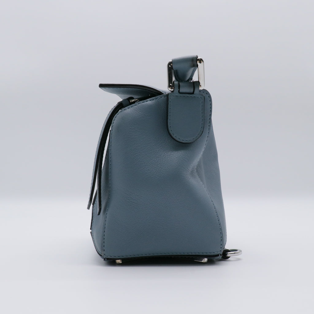 Calfskin Small Puzzle Bag Stone Blue twins