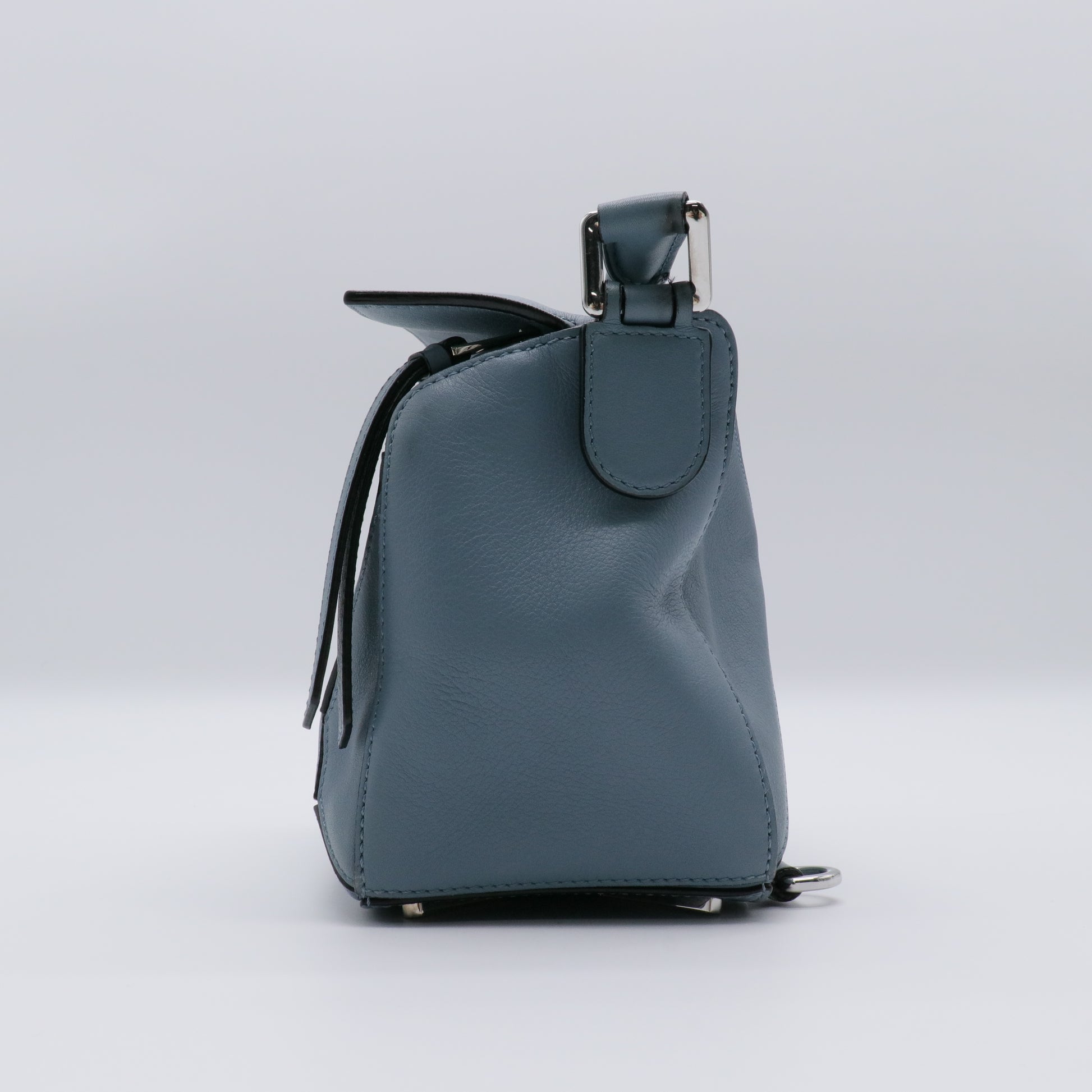 Calfskin Small Puzzle Bag Stone Blue twins