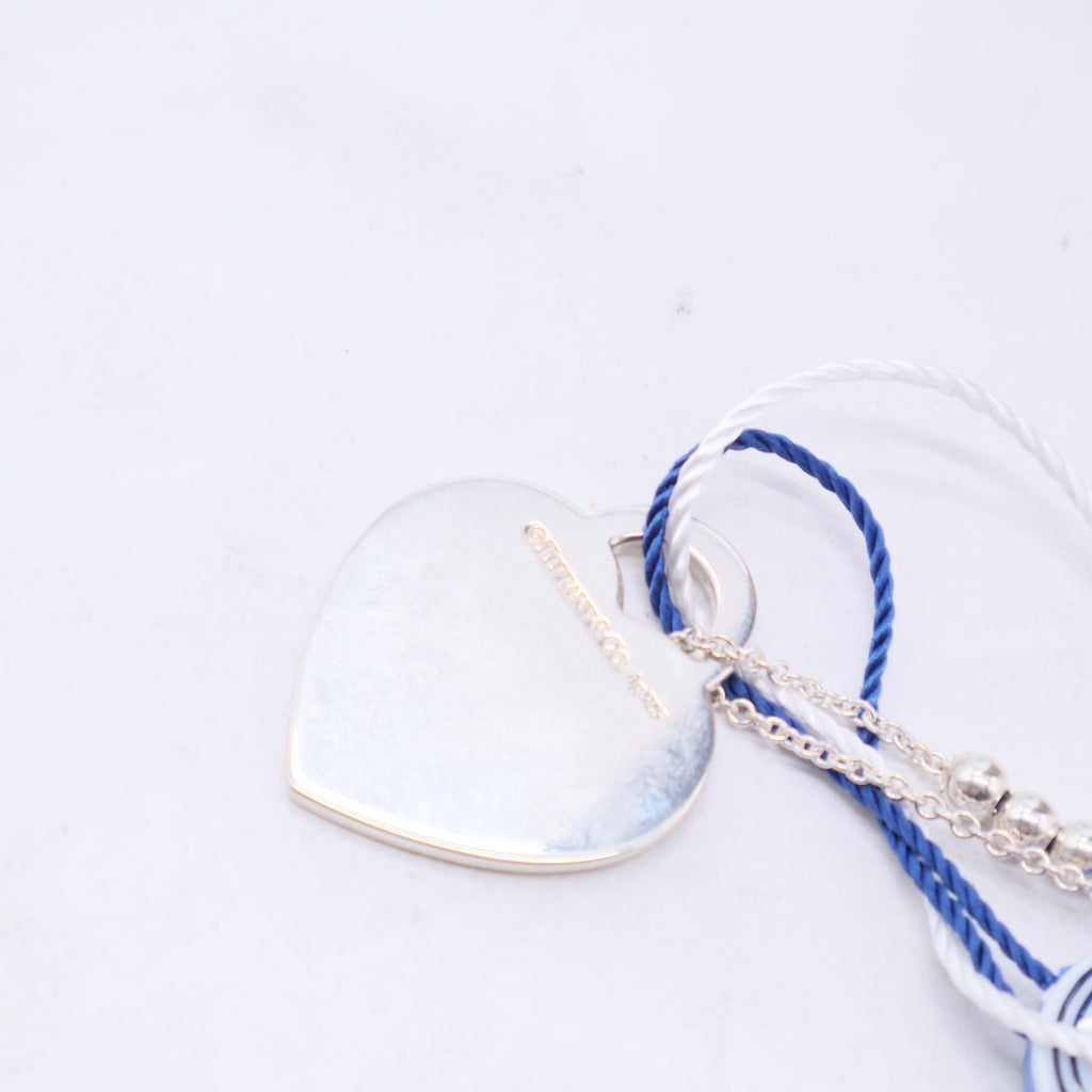 Tiffany & Co. Sterling Silver Pendant Necklace w Etched Heart & Arrow Twins LDJ3060