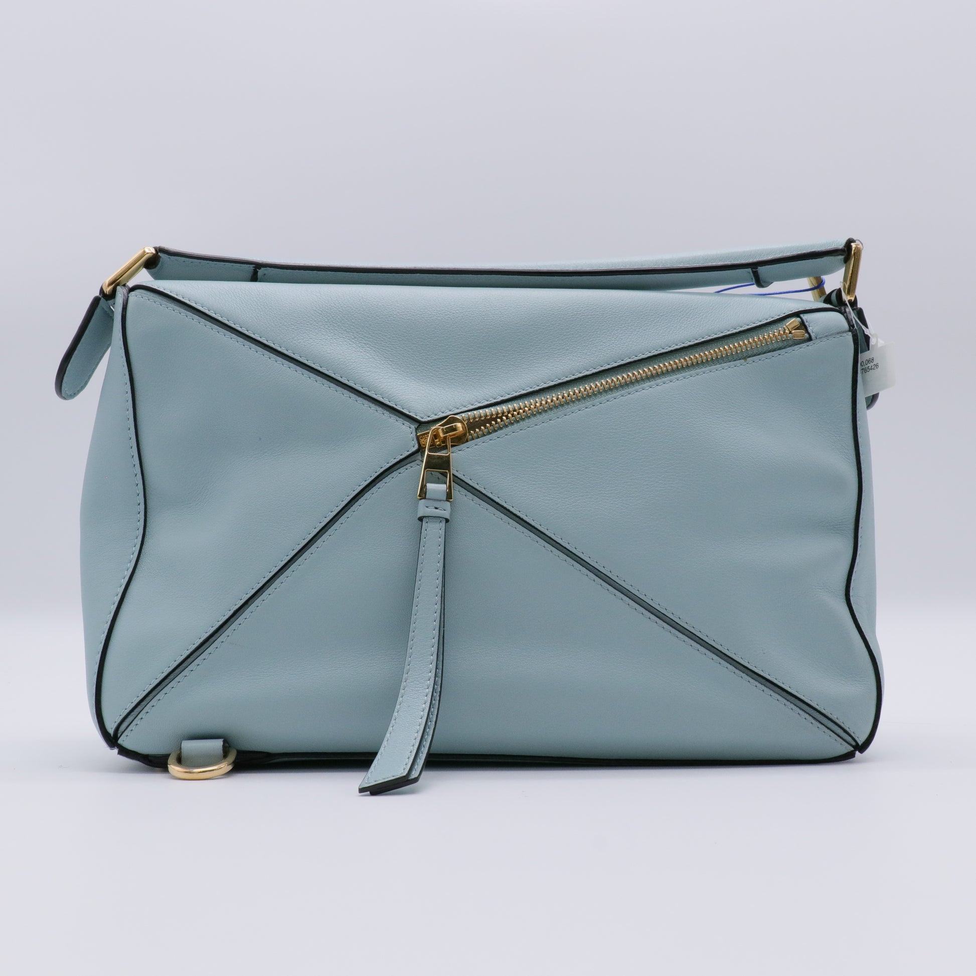 Calfskin Small Puzzle Bag Stone Blue twins