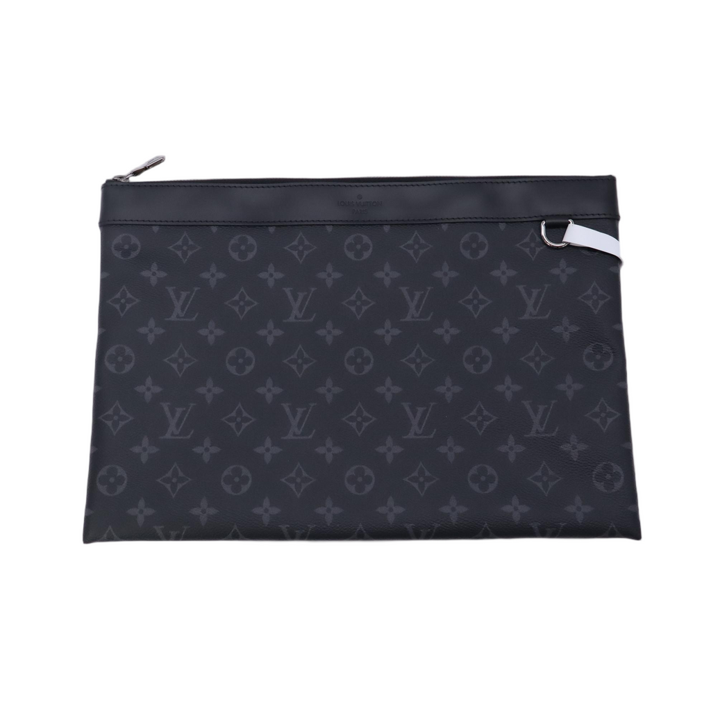 Monogram Eclipse Pochette Discovery Clutch Bag Brown Black Cloth W23125