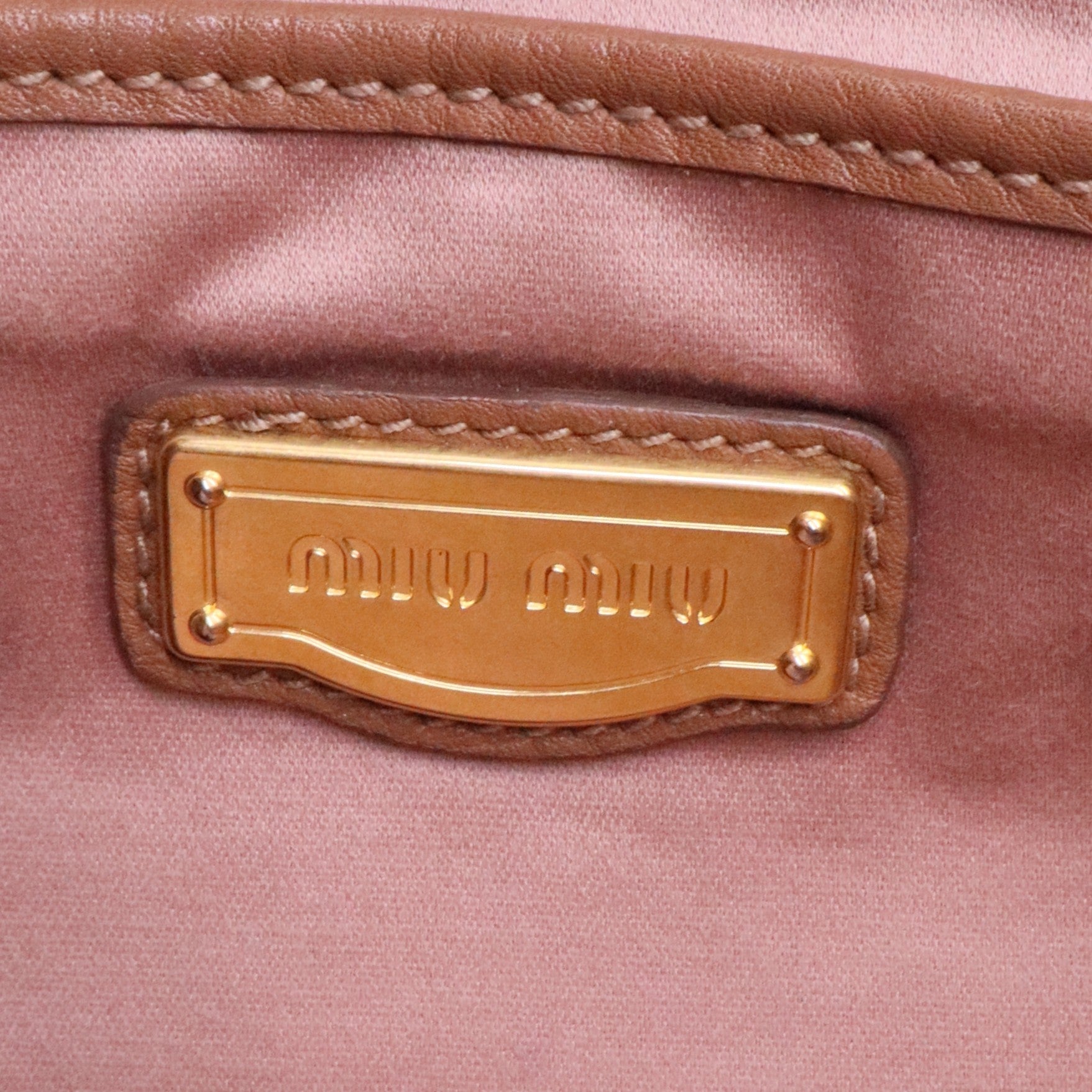 Brown Vitello Leather Zipped Tote Twins