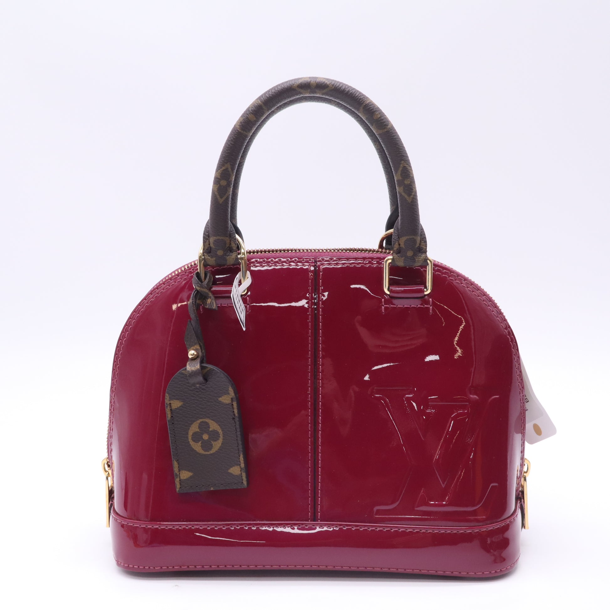 Louis Vuitton Alma Patent Leather Handbag Burgundy Twins B23444