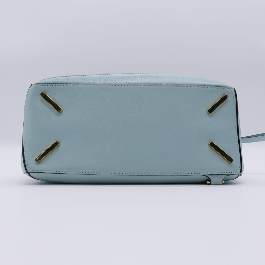 Calfskin Small Puzzle Bag Stone Blue twins