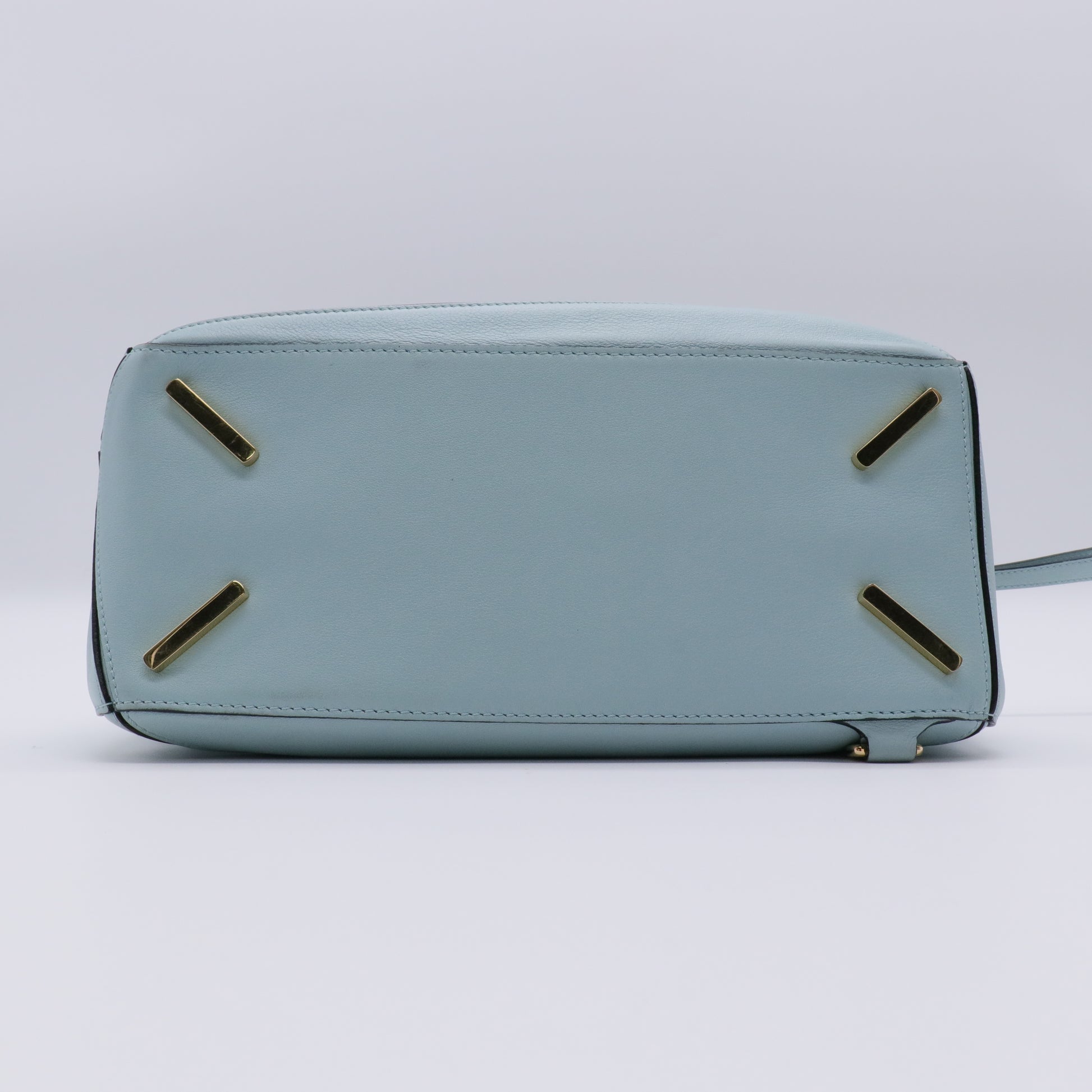 Calfskin Small Puzzle Bag Stone Blue twins