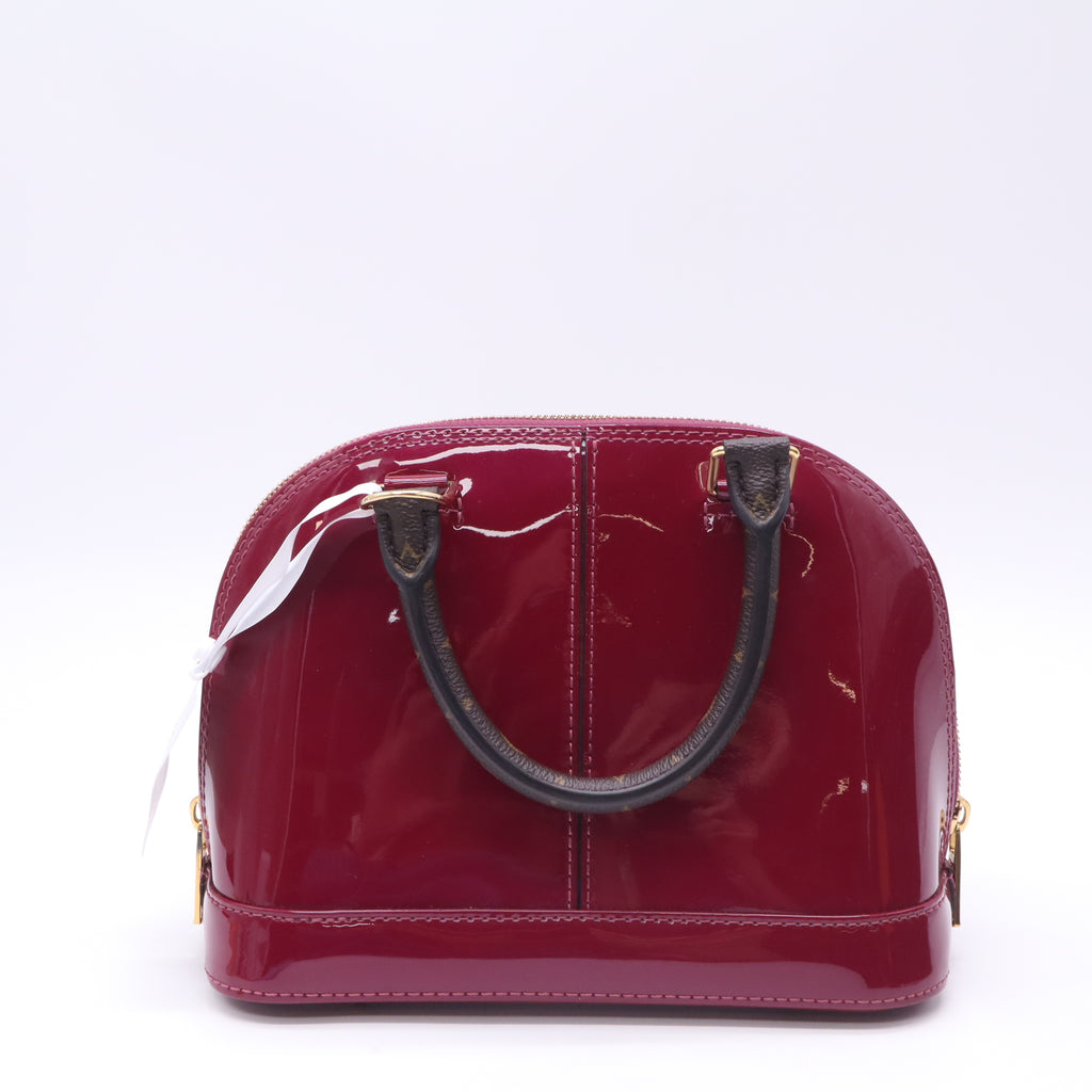Louis Vuitton Alma Patent Leather Handbag Burgundy Twins B23444