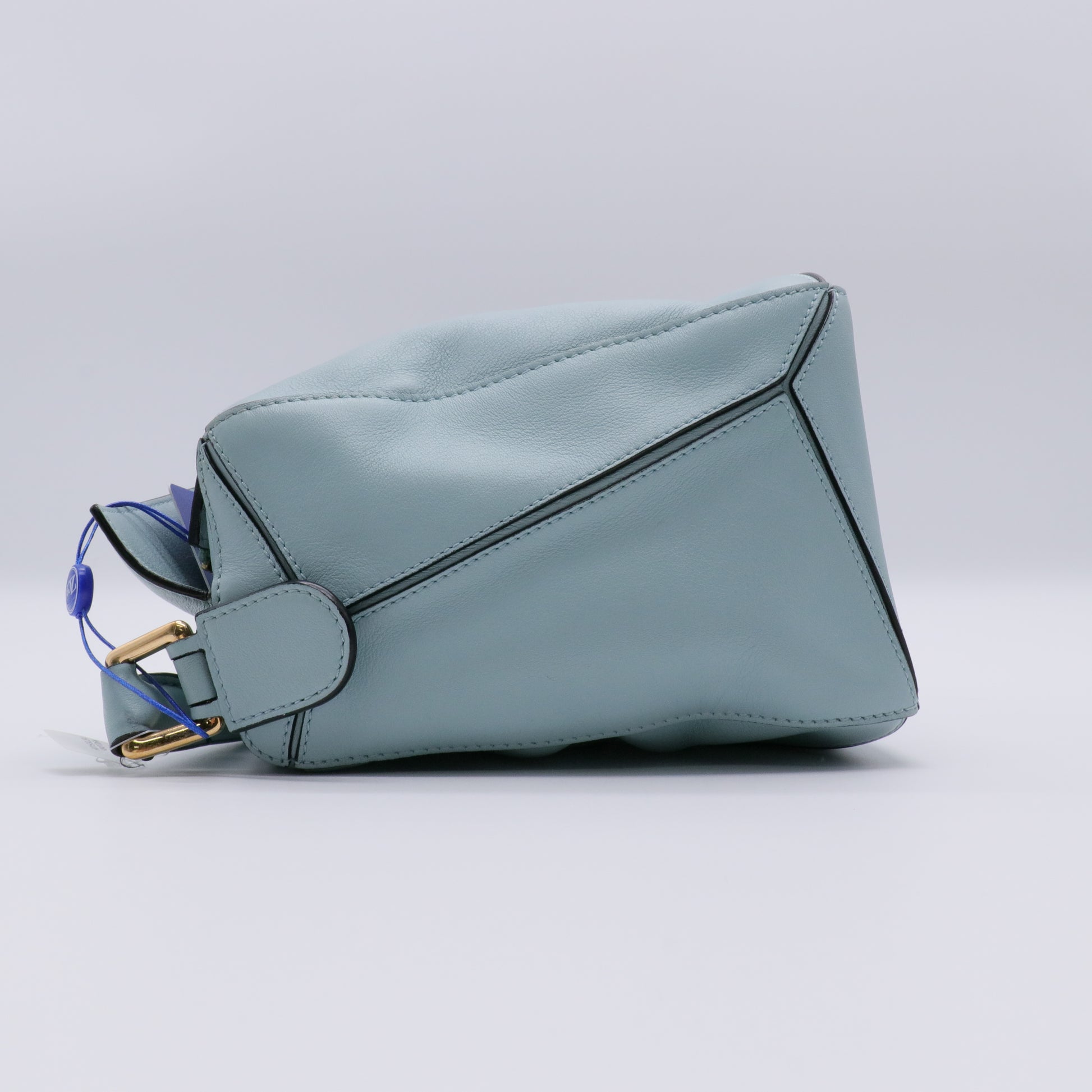 Calfskin Small Puzzle Bag Stone Blue twins