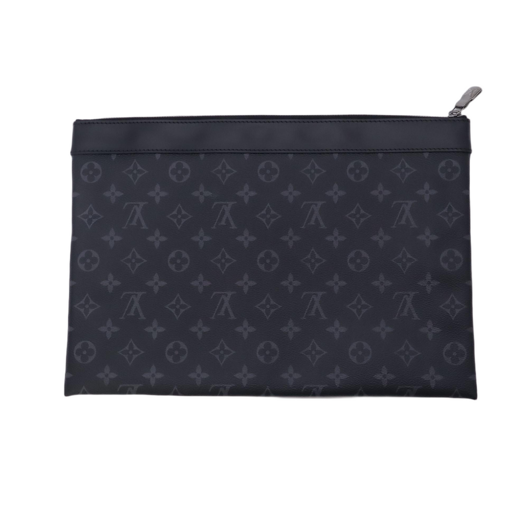 Monogram Eclipse Pochette Discovery Clutch Bag Brown Black Cloth W23125