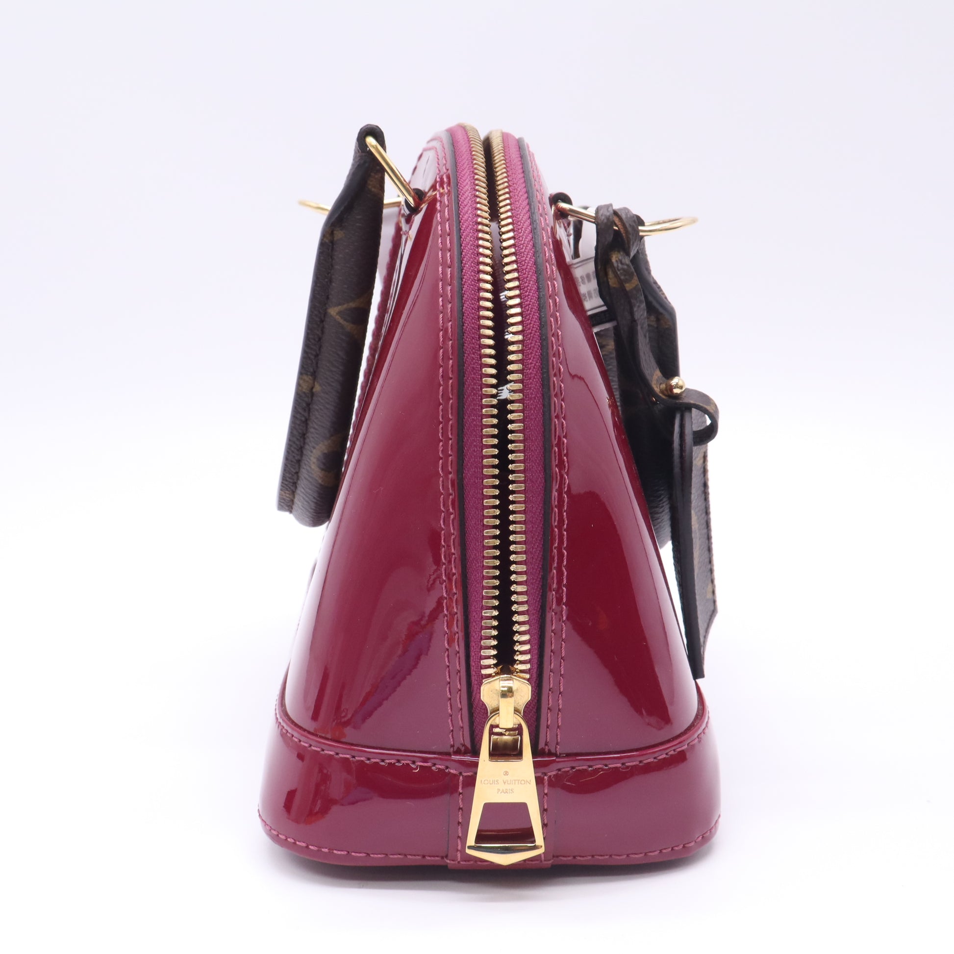 Louis Vuitton Alma Patent Leather Handbag Burgundy Twins B23444