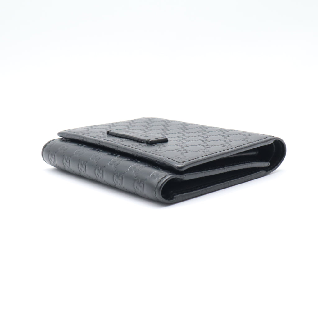 Gucci Microguccissima Leather Trifold Wallet (Black) W21641