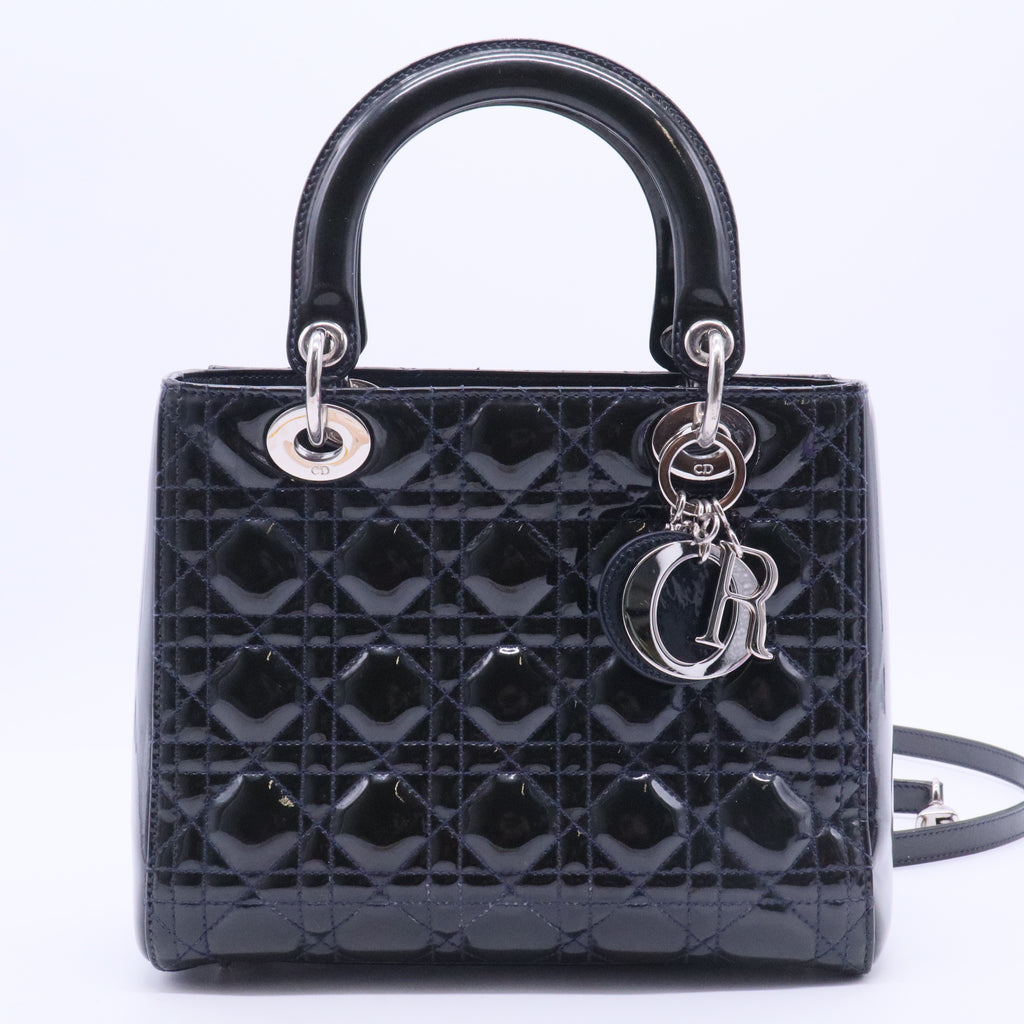 Christian Dior Lady Dior Cannage Quilted Glossy Crossbody Bag