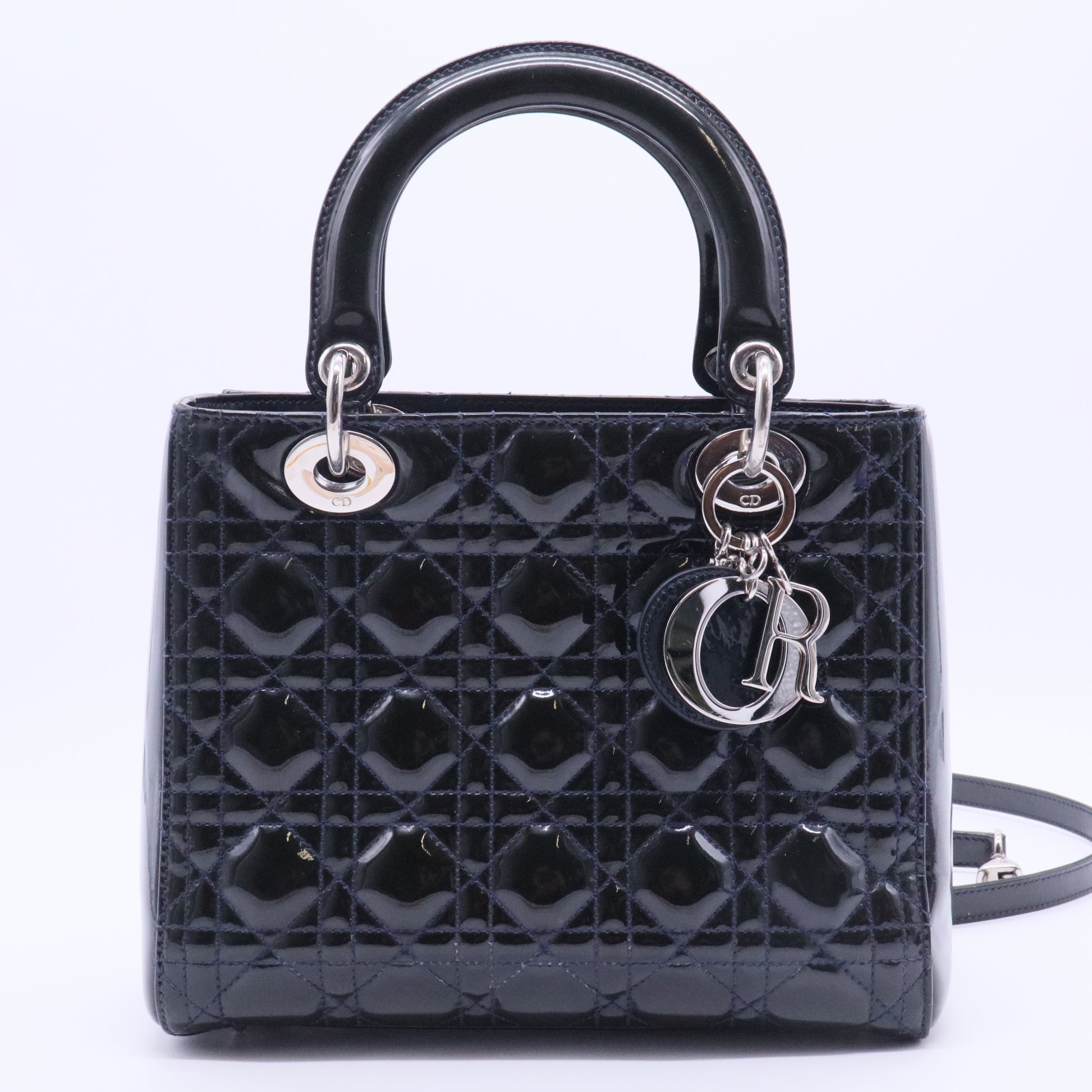Christian Dior Lady Dior Cannage Quilted Glossy Crossbody Bag